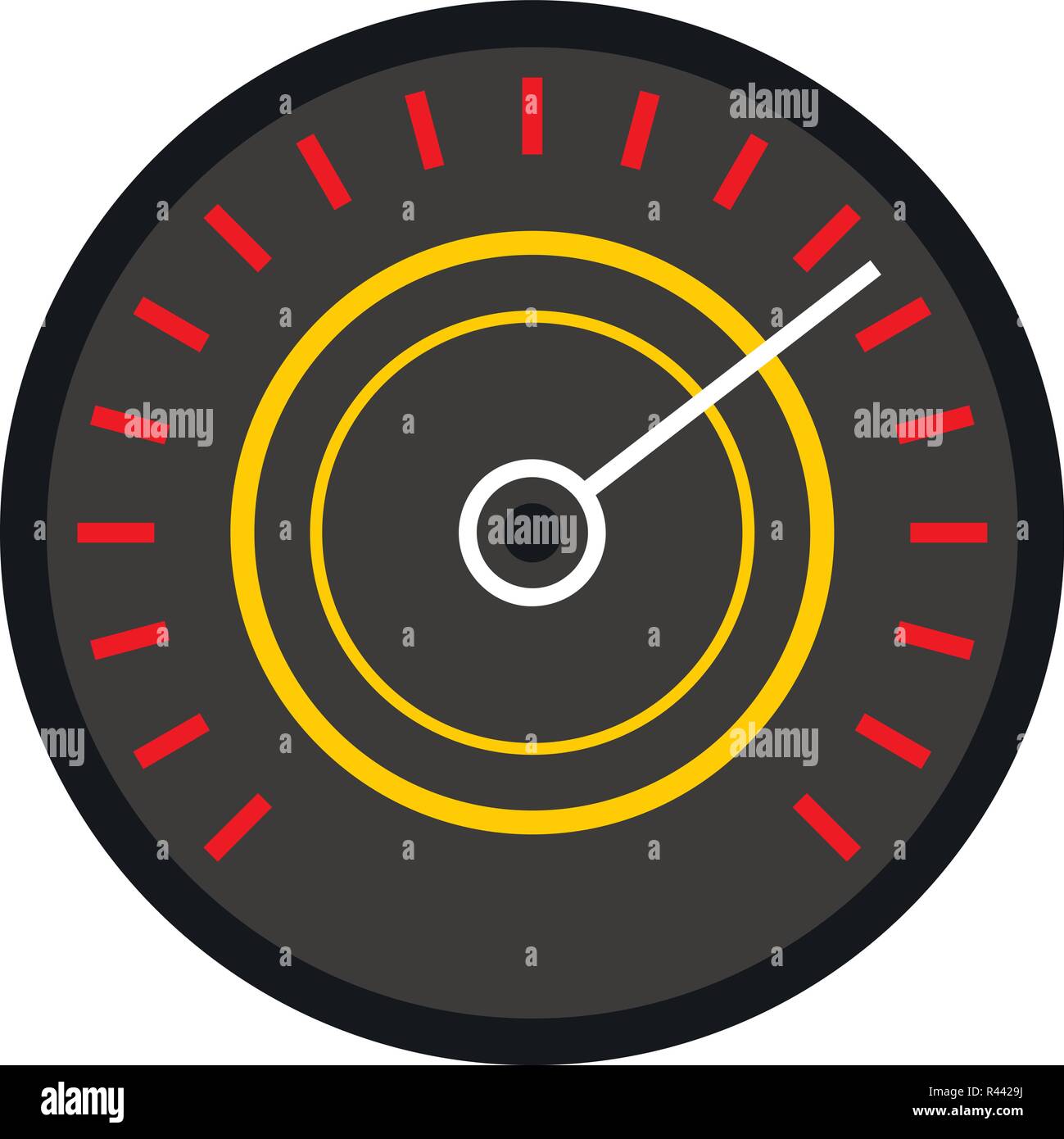 Black red speedometer icon. Flat illustration of black red speedometer