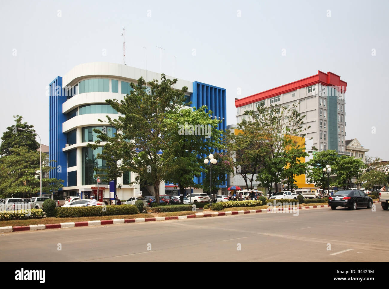 Lang Xang Avenue in Vientiane. Laos Stock Photo