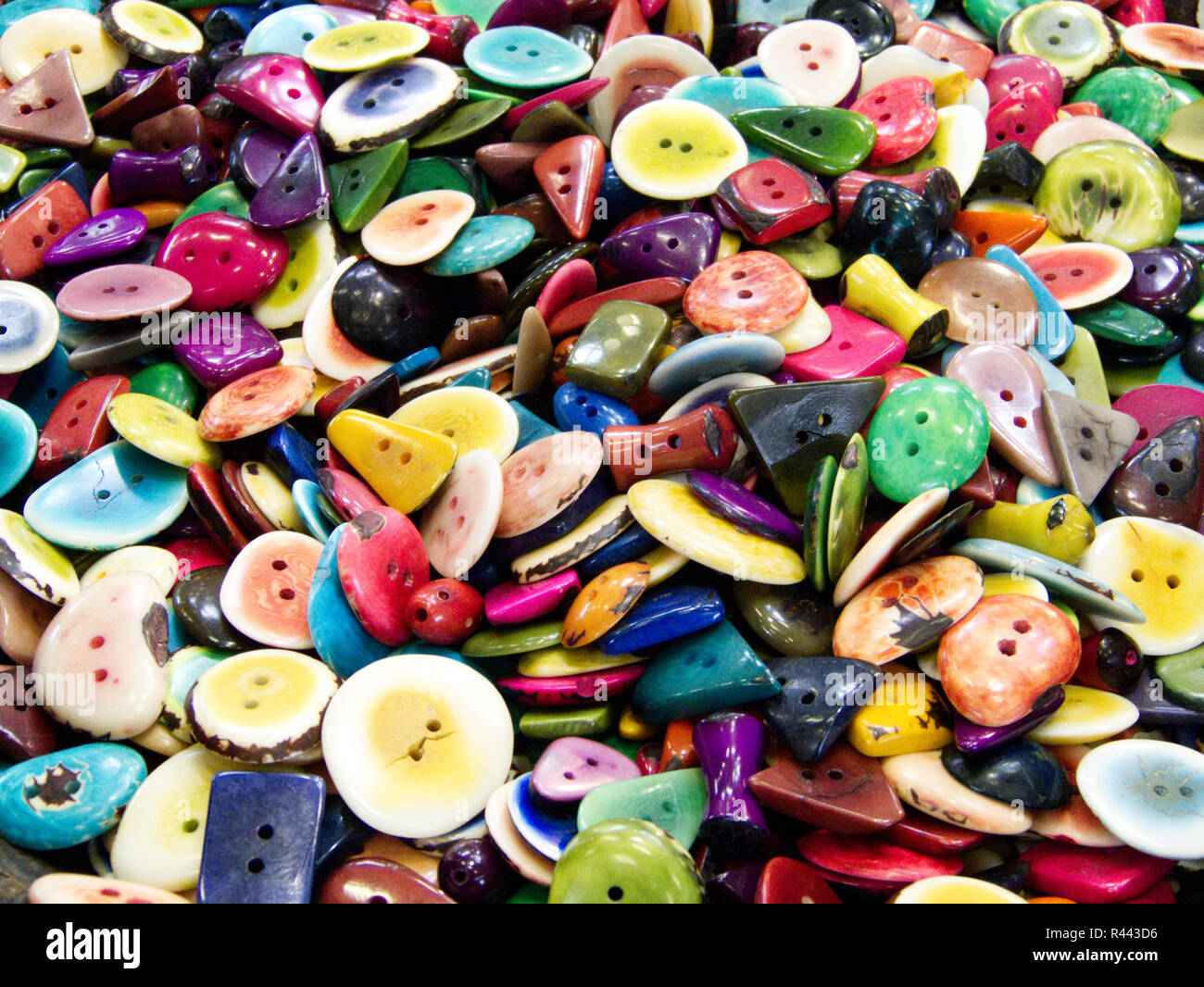 colorful buttons on a table Stock Photo