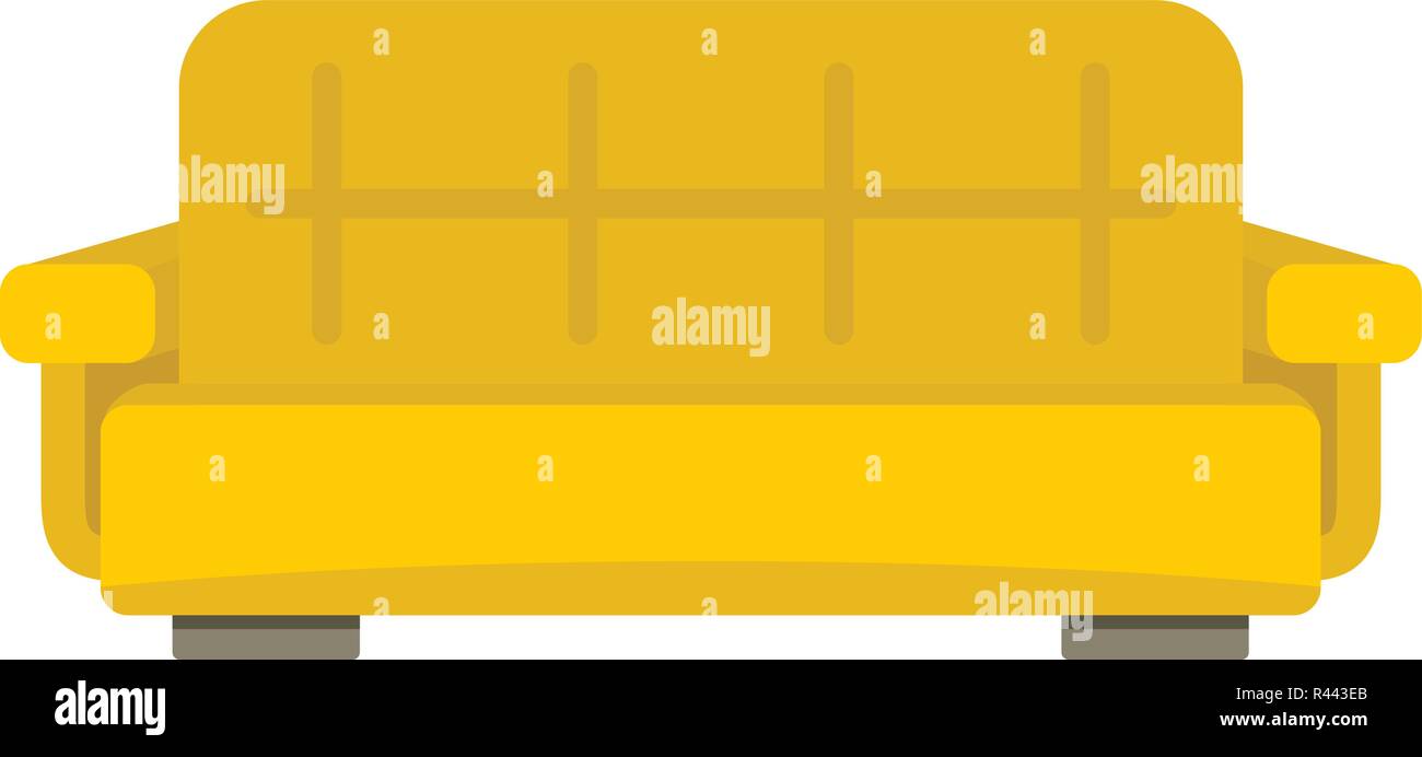 Yellow sofa icon. Flat illustration of yellow sofa vector icon for web isolated on white Stock