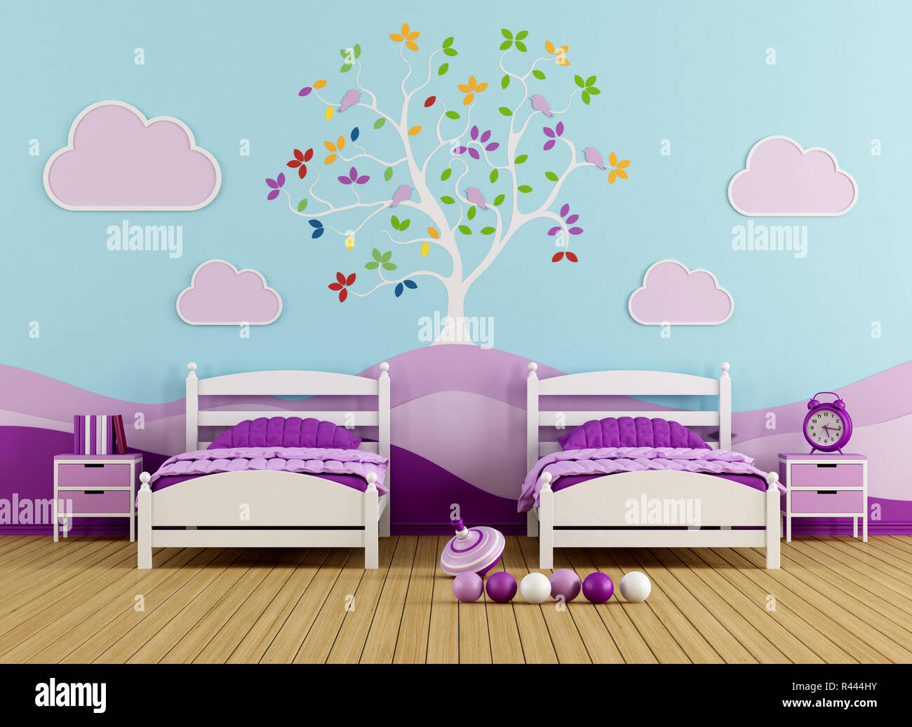 Colorful bedroom for girl Stock Photo