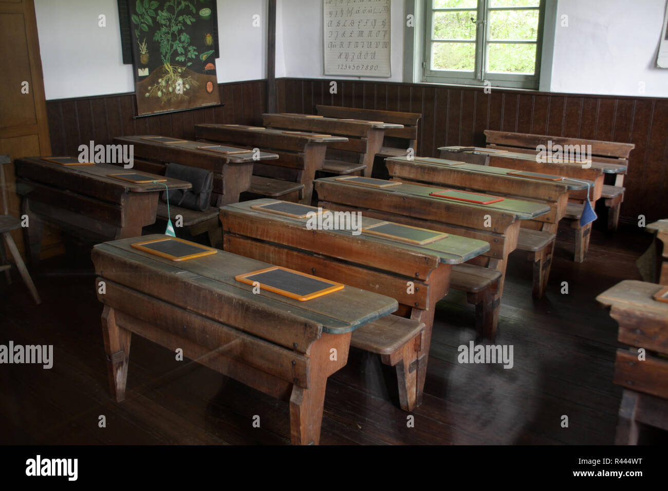 Old School Desks In A Classroom Stock Photo 226285076 Alamy