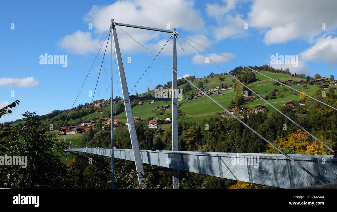suspension bridge in sigriswil Stock Photo