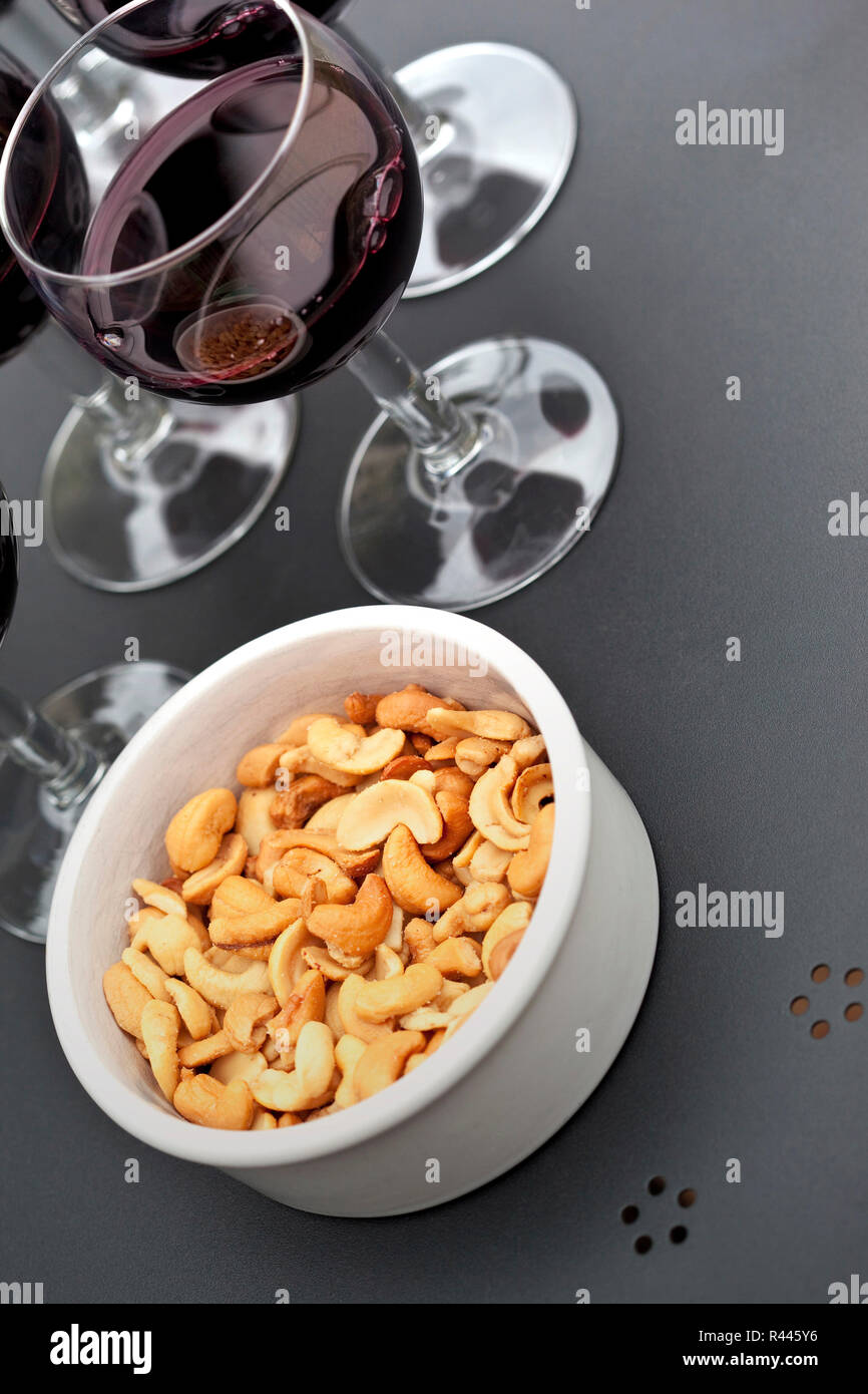 Wine and cashew nut Stock Photo Alamy