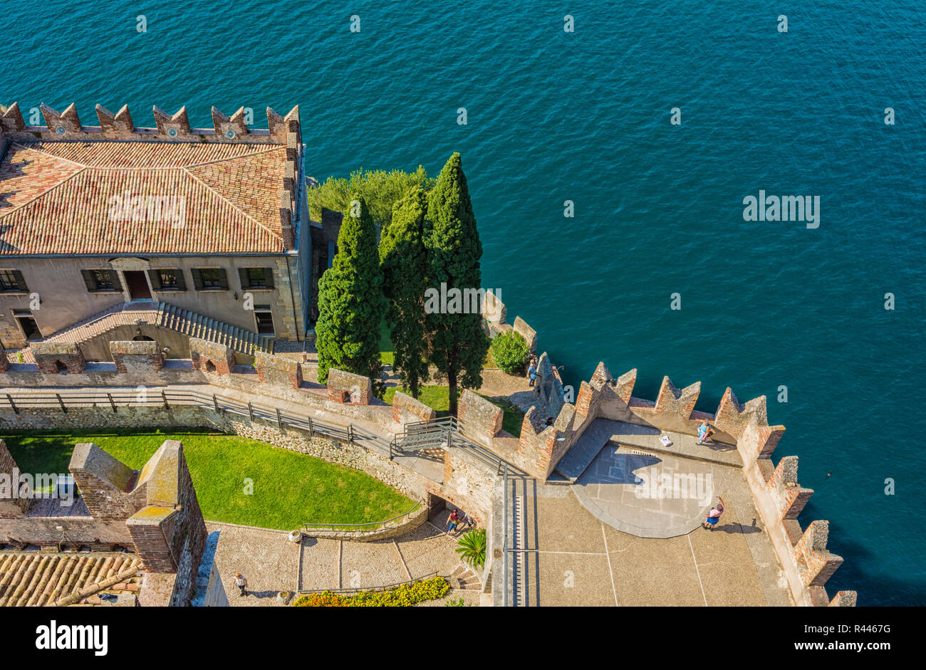 The medieval Scaliger Castle in Malcesine on Garda lake, Verona, Italy.The old Scaliger Castle is one of the top tourist attractions Stock Photo
