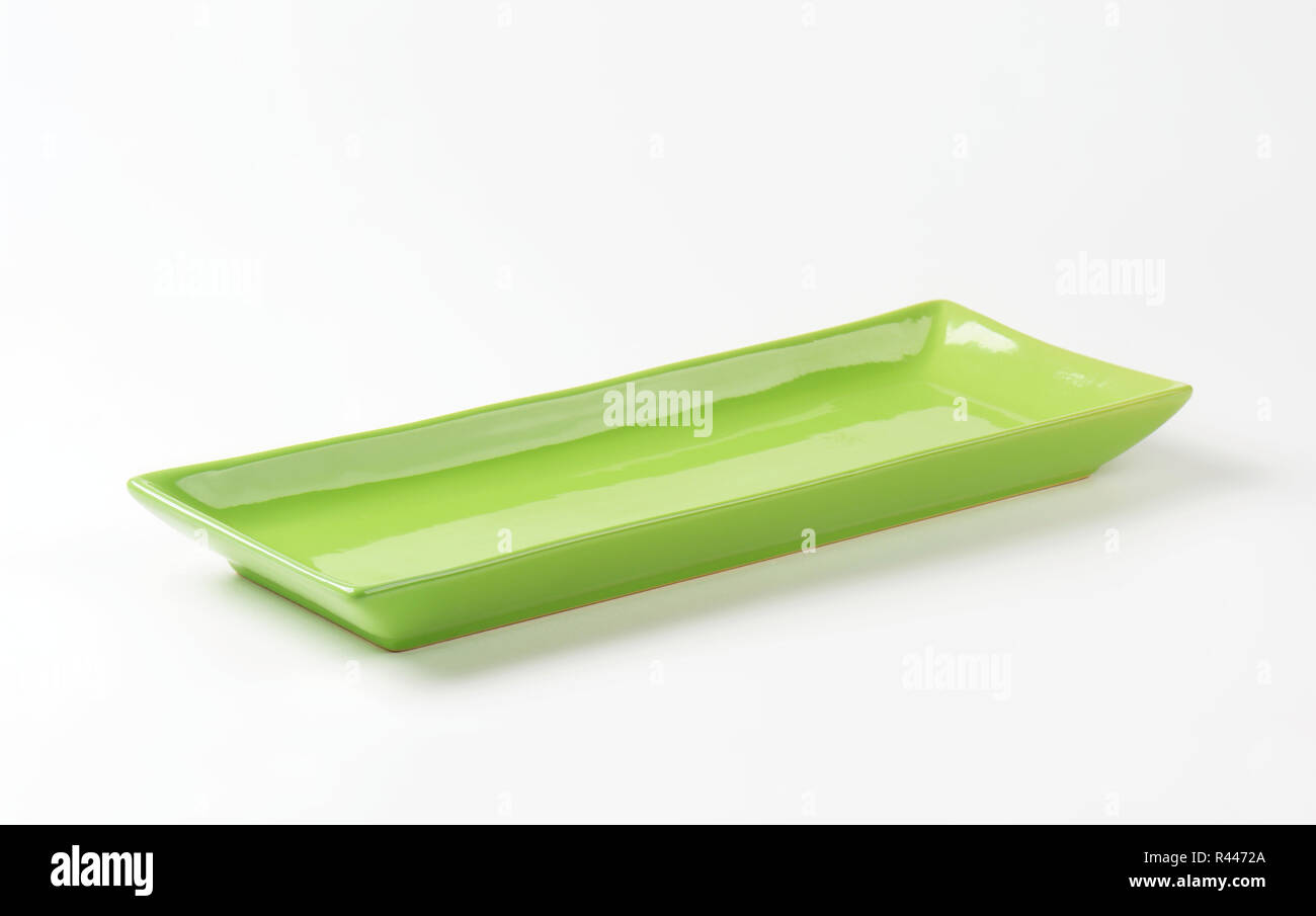Rectangle green ceramic platter Stock Photo