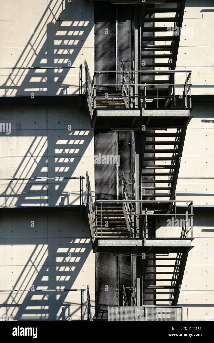 external staircase casts shadow Stock Photo