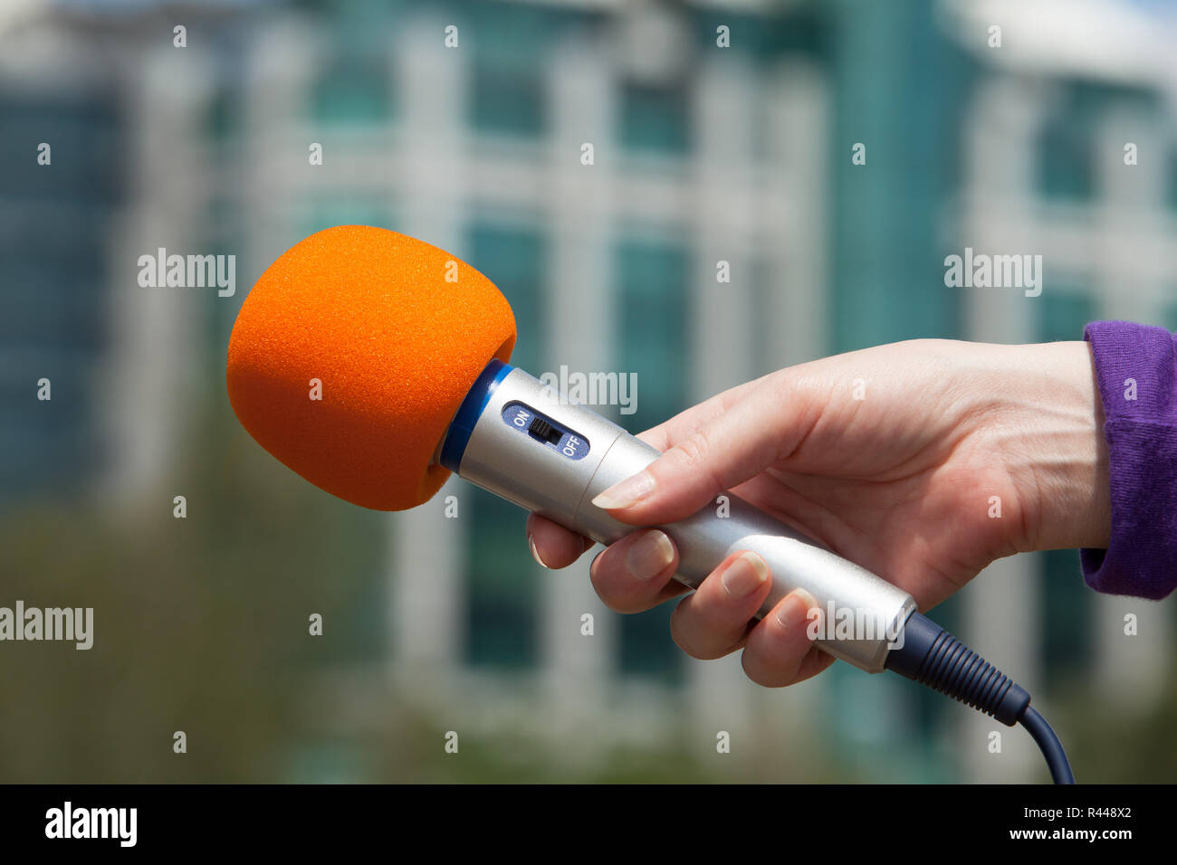Microphone. Media interview Stock Photo Alamy