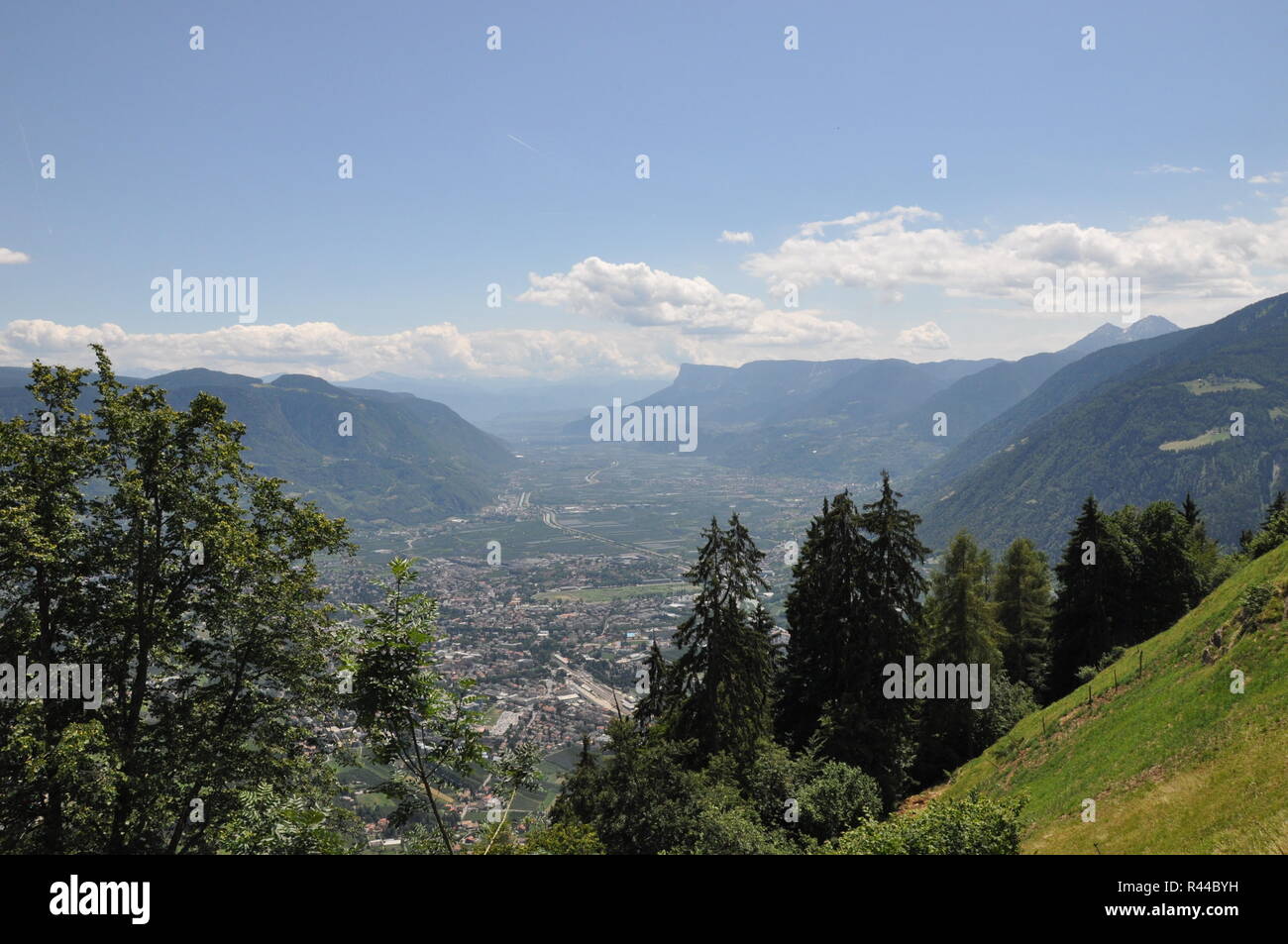 south tyrol,merano,italy,city,burggrafenamt,railway station,houses,village tirol,tirol,austria Stock Photo