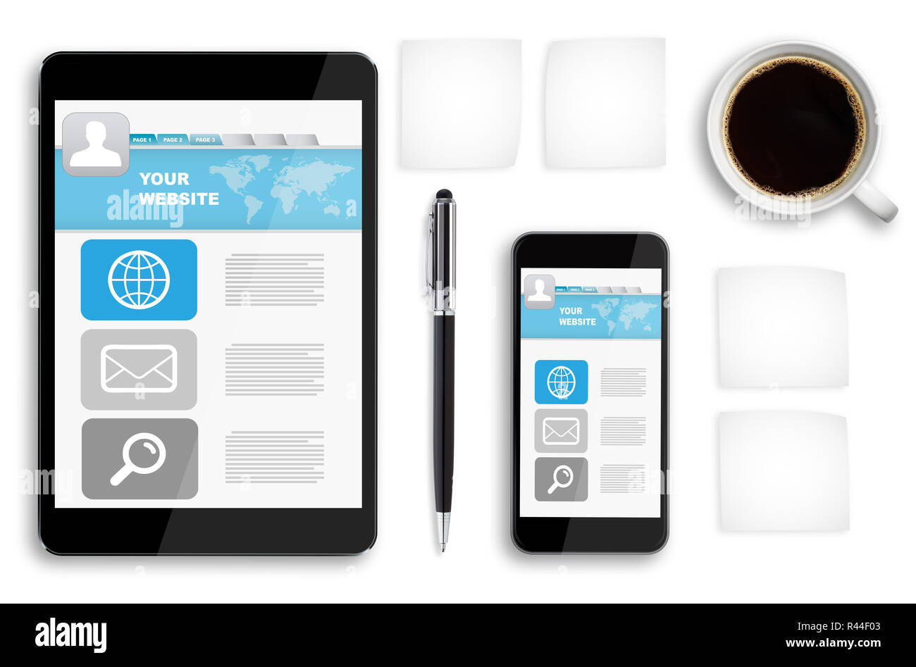 Workplace with tech device Stock Photo Alamy