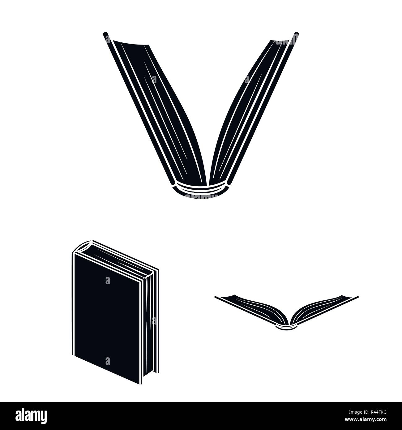 Book bound black icons in set collection for design. Printed products ...
