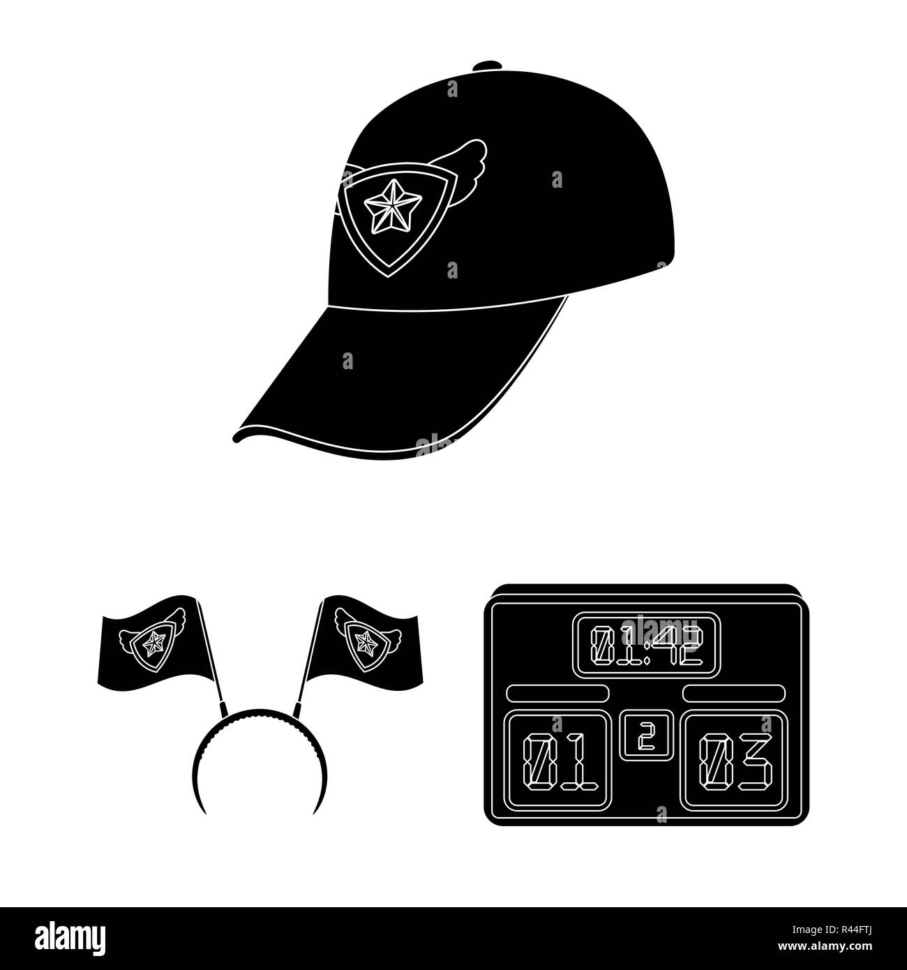 Fan and Attributes black icons in set collection for design. Sports Fan