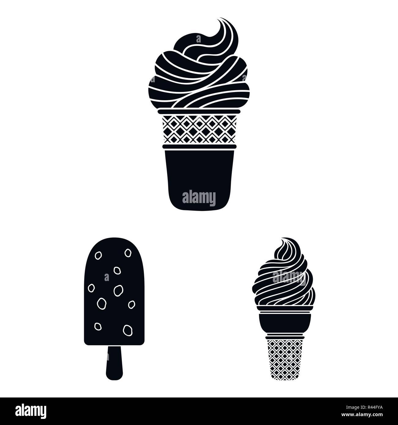 Different ice cream black icons in set collection for design. Dessert ...