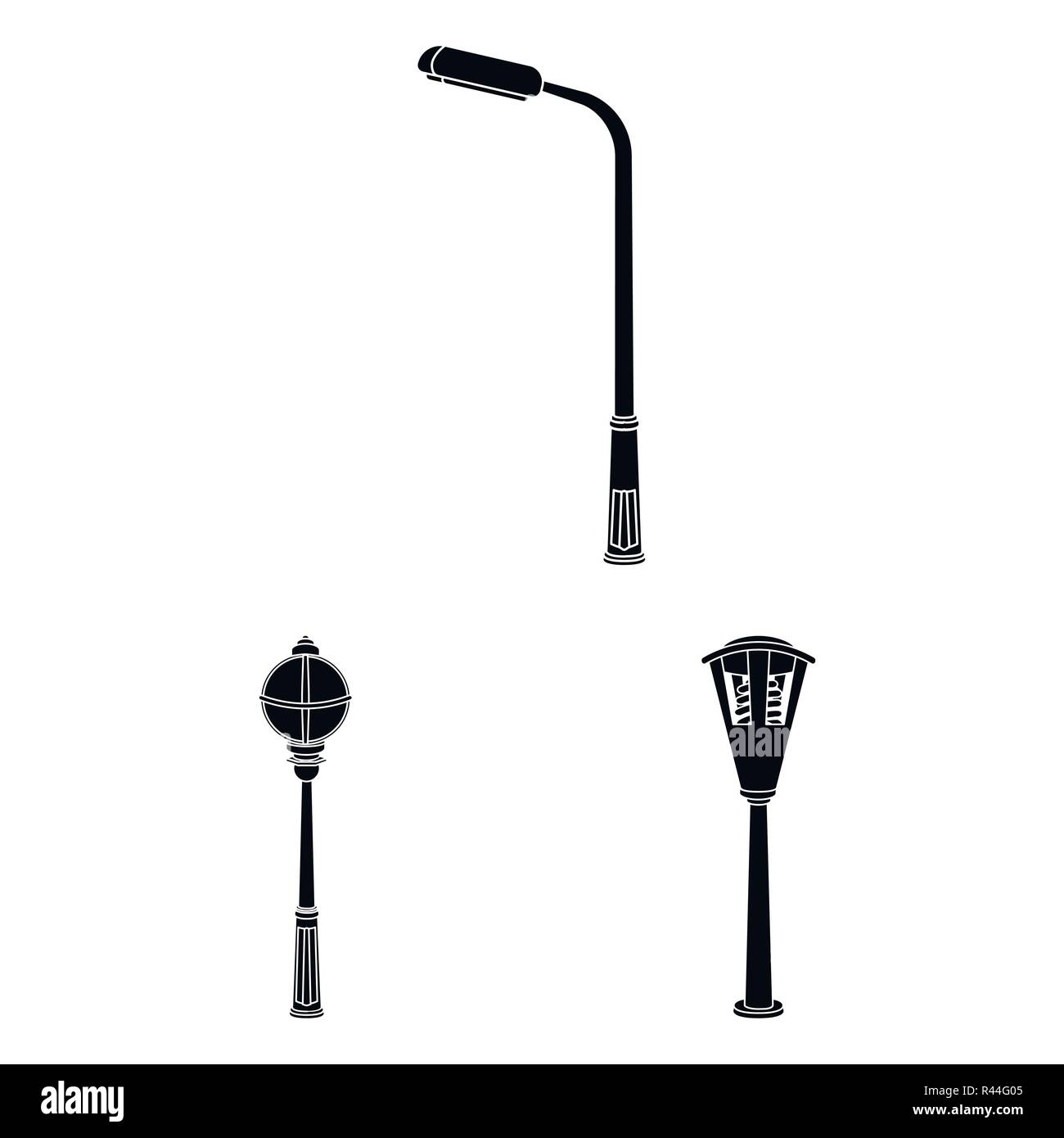 Lamp post black icons in set collection for design. Lantern and lighting  vector symbol stock illustration Stock Vector Image & Art - Alamy