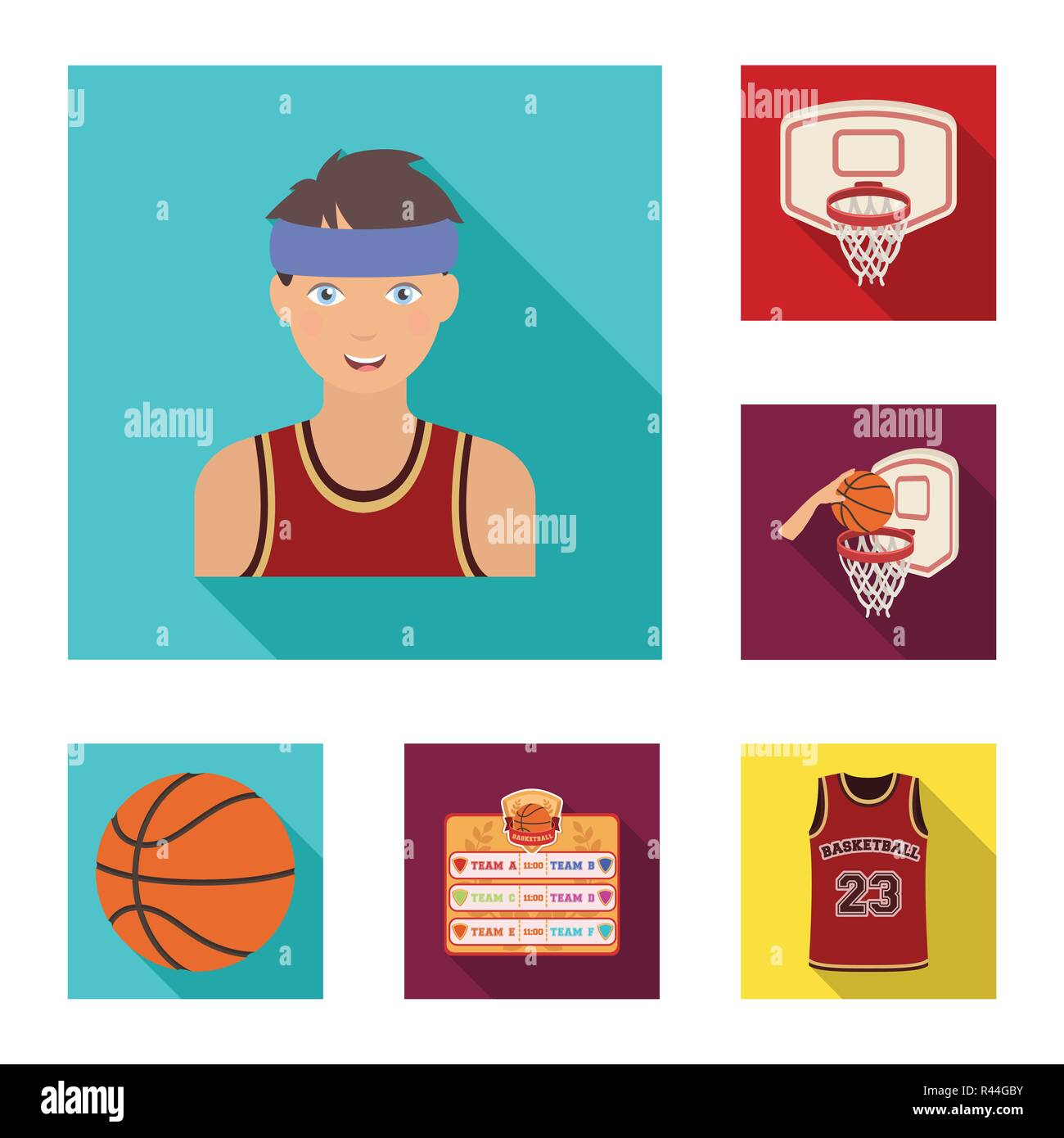 Basketball and attributes flat icons in set collection for design ...