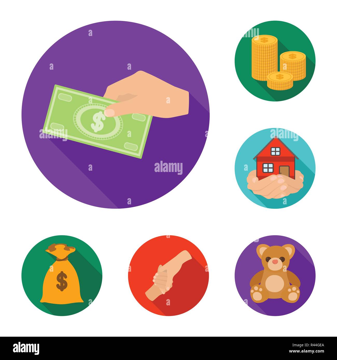 Charity and donation flat icons in set collection for design. Material ...