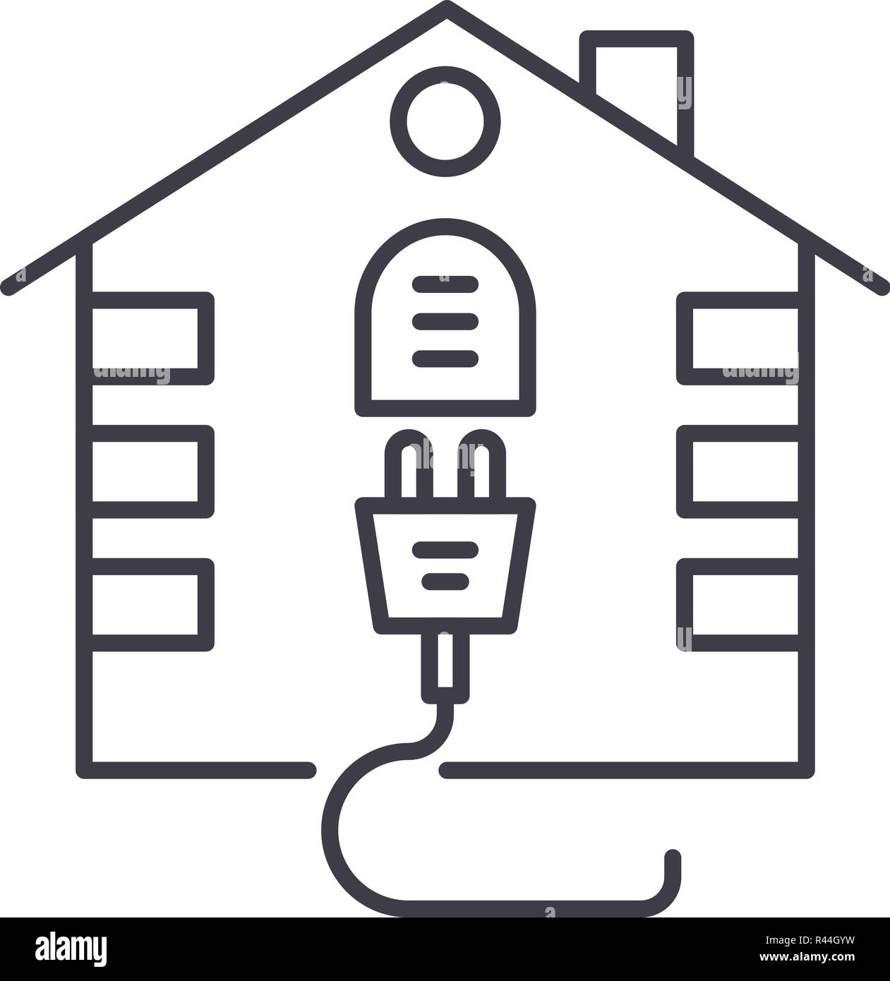 House electrical system line icon concept. House electrical system