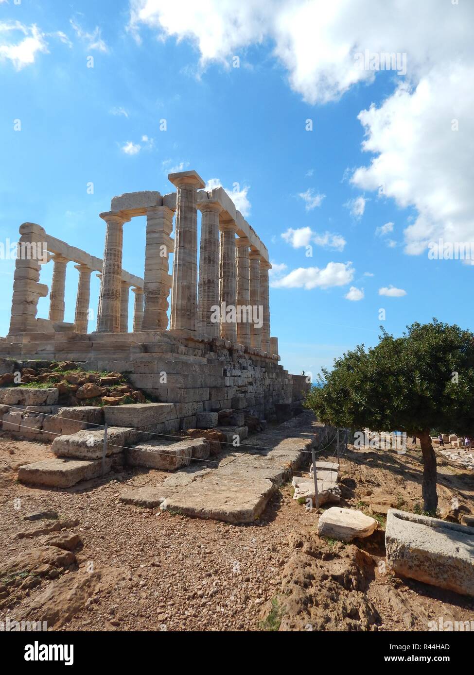 the poseidon temple with its doric columns cape sounion at the southern ...