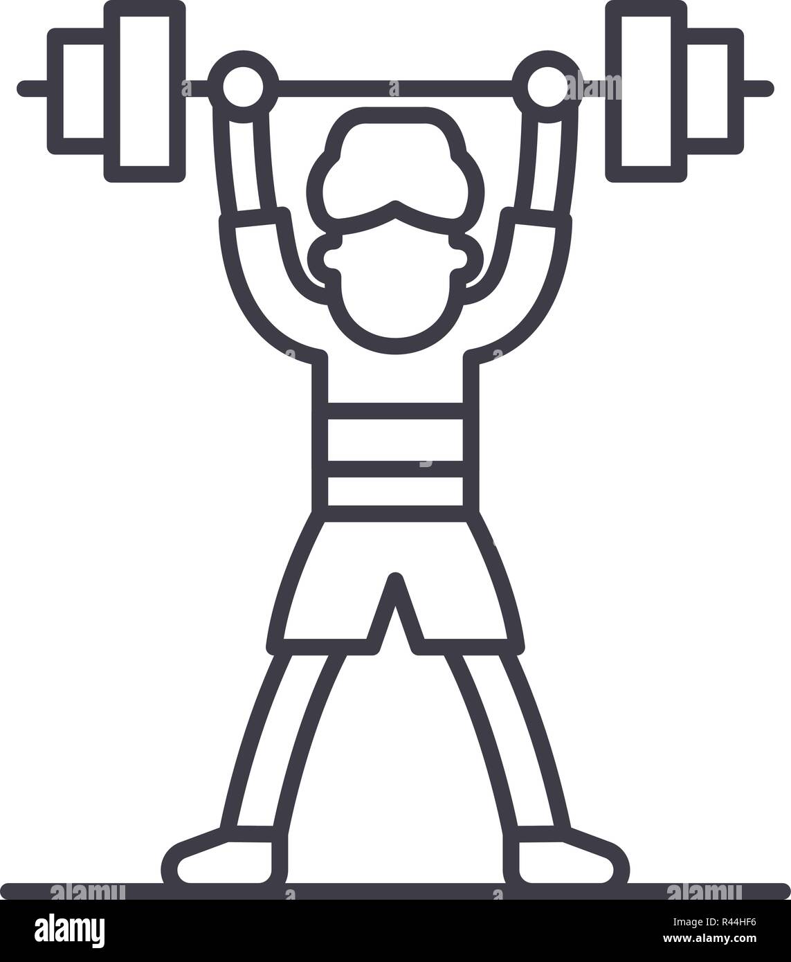 Lift barbell line icon concept. Lift barbell vector linear illustration ...