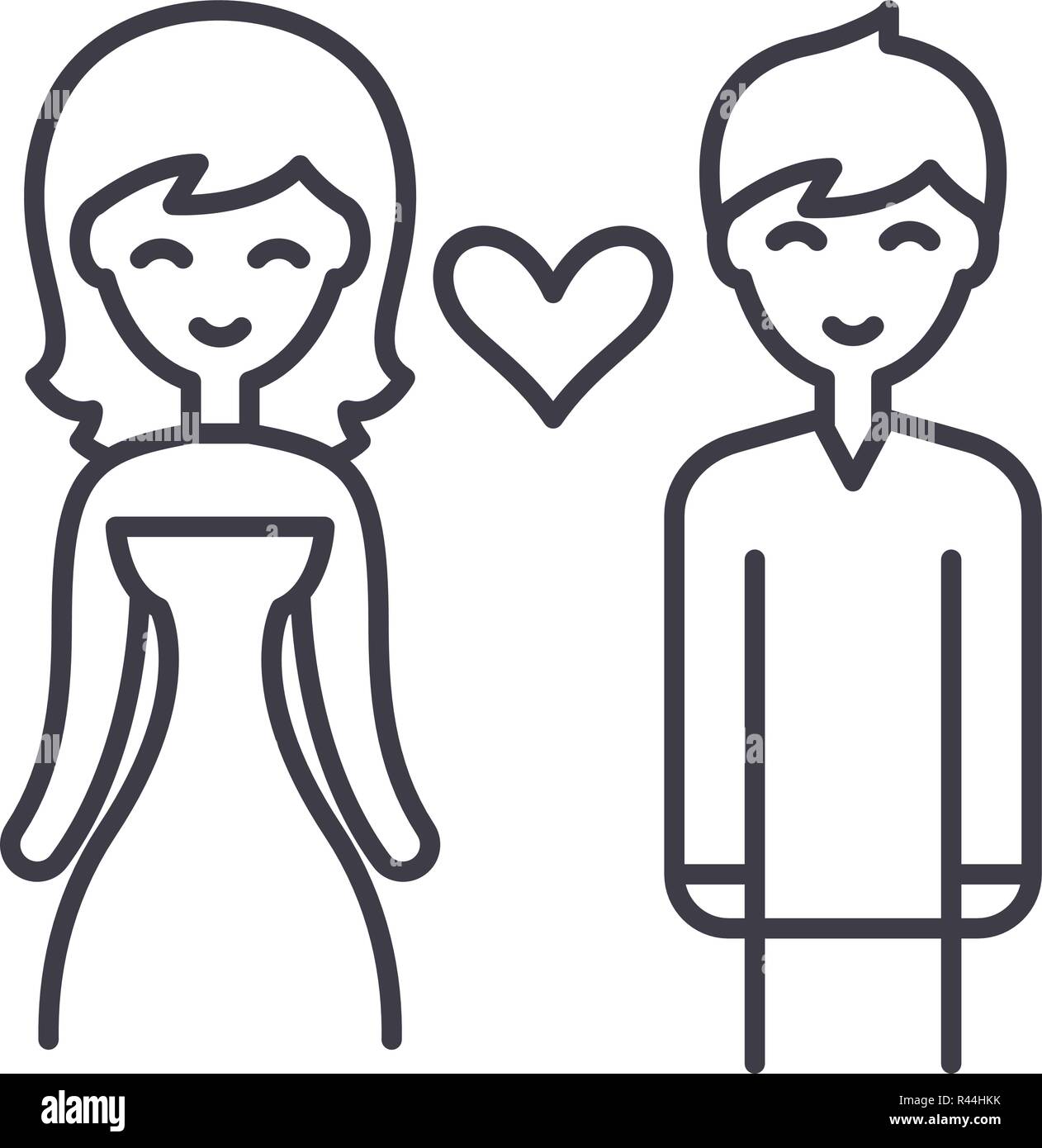 Love couple line icon concept. Love couple vector linear illustration ...