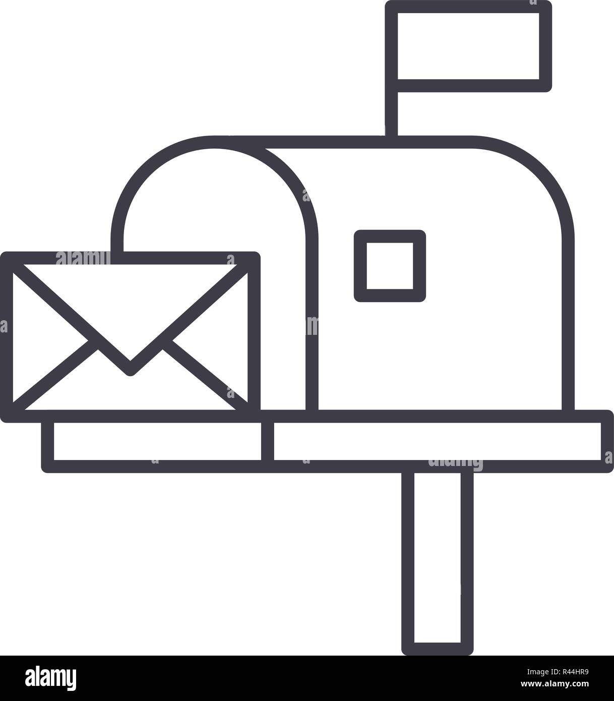 Mailbox line icon concept. Mailbox vector linear illustration, symbol