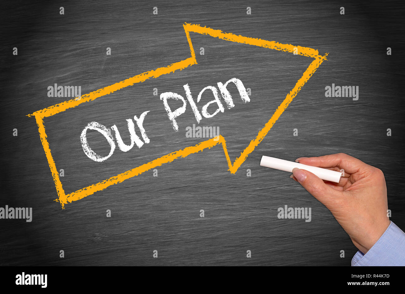 Our Plan - arrow with text Stock Photo - Alamy