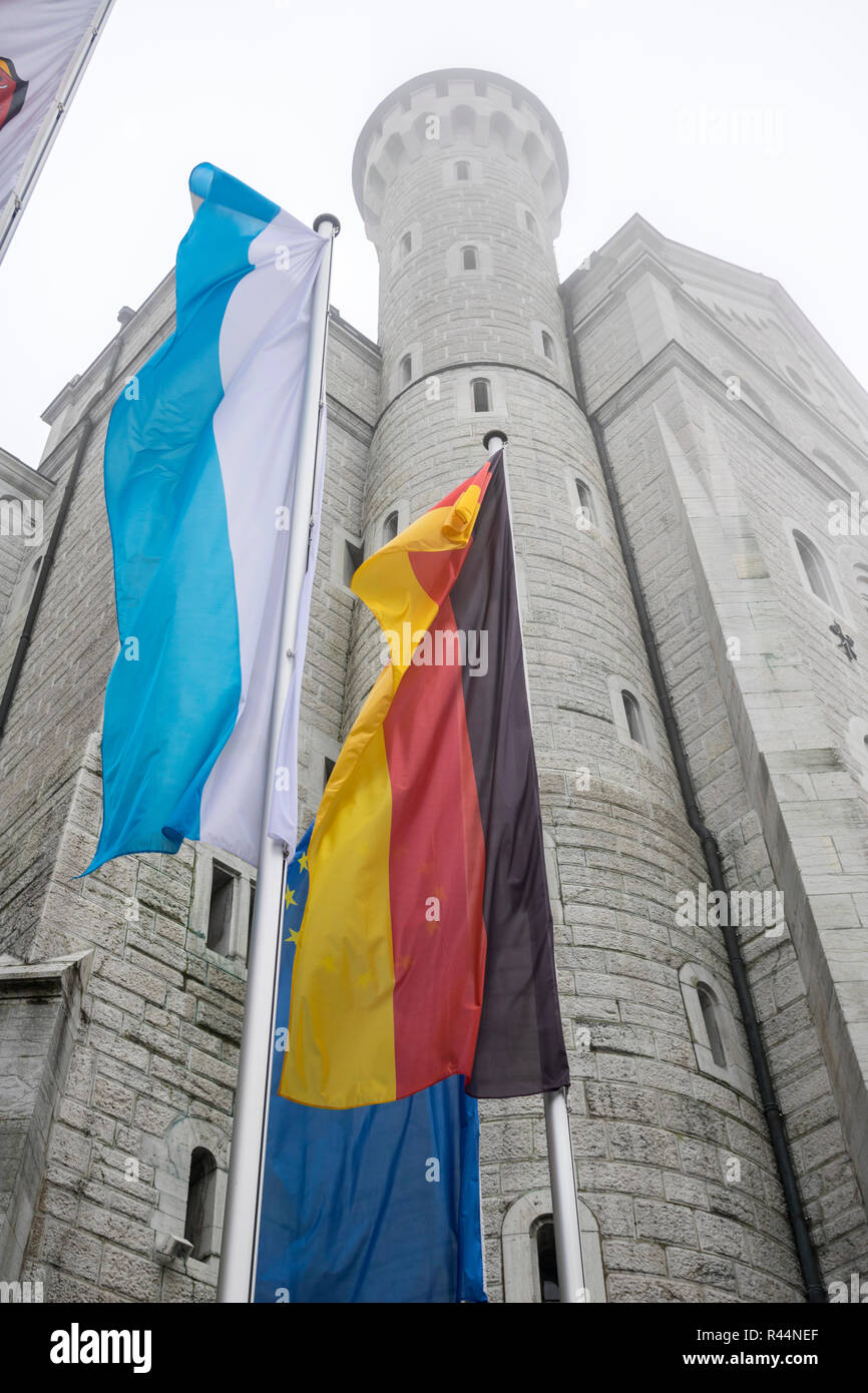 Buildings,Tower in the courtyard of Schloss Neuschwanstein castle, near ...