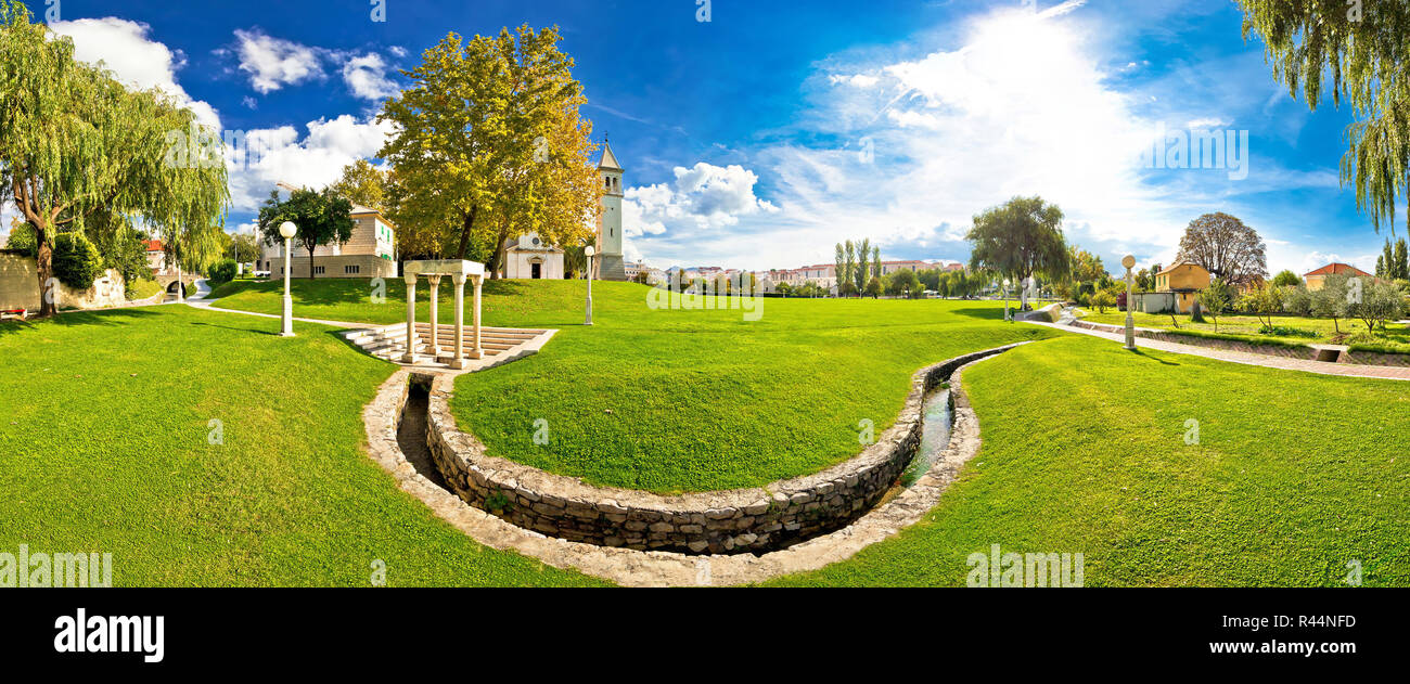 Solin park and church panoramic view Stock Photo