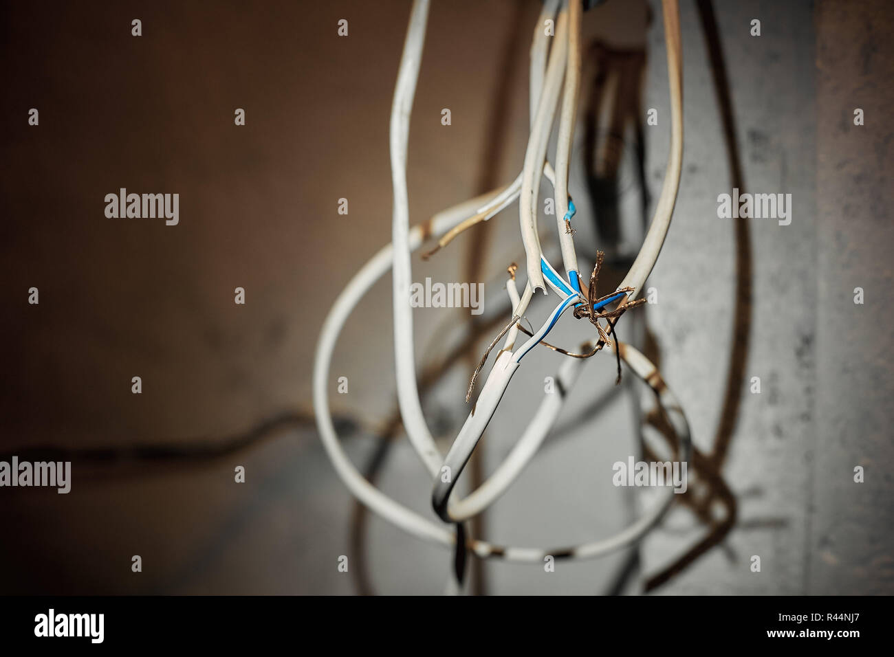 installation of new electrical wiring in the house Stock Photo Alamy