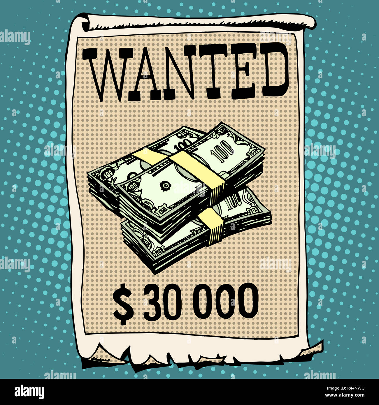 poster wanted criminal with a reward Stock Photo