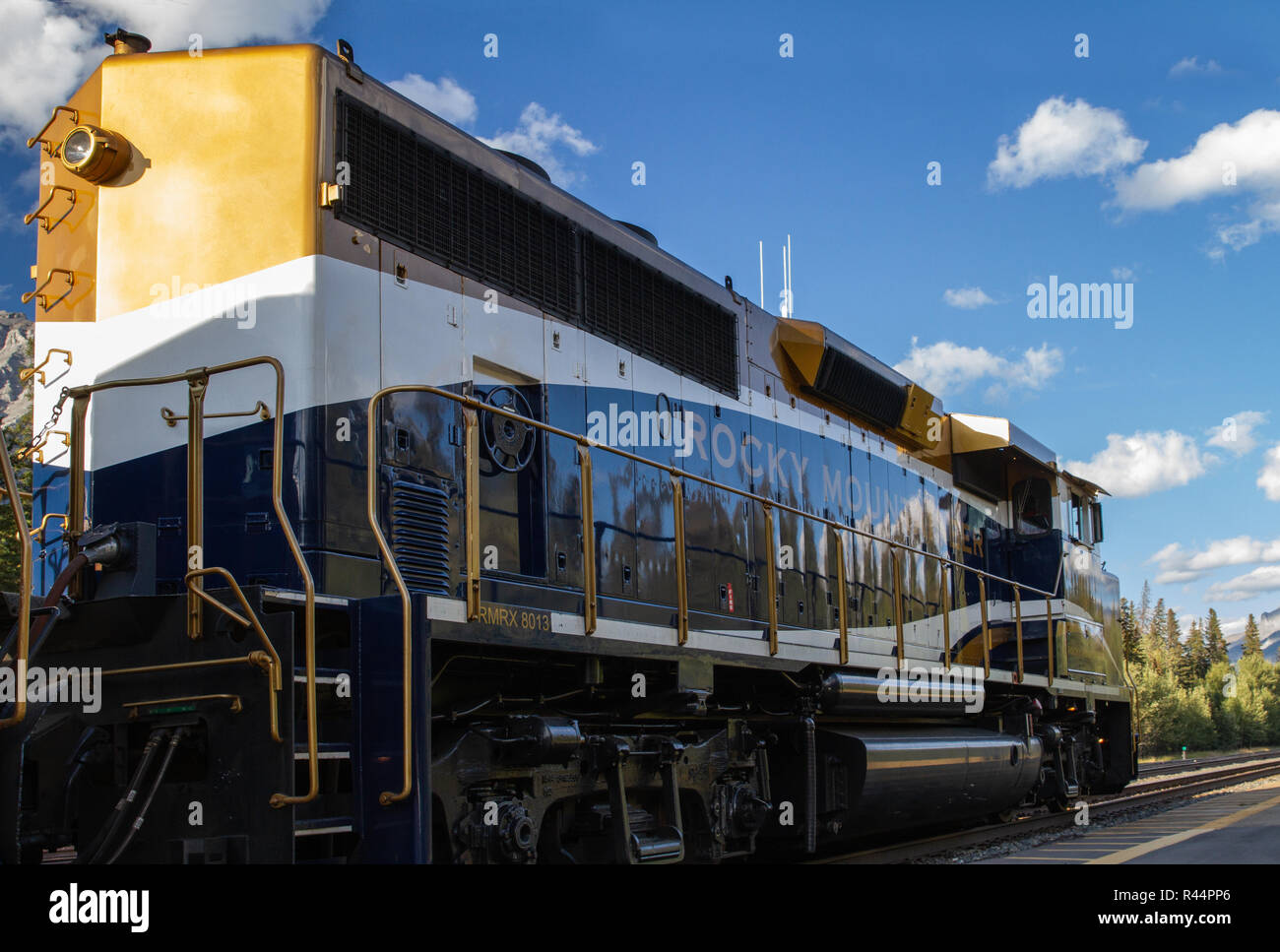 The Rocky Mountaineer locomotive Stock Photo