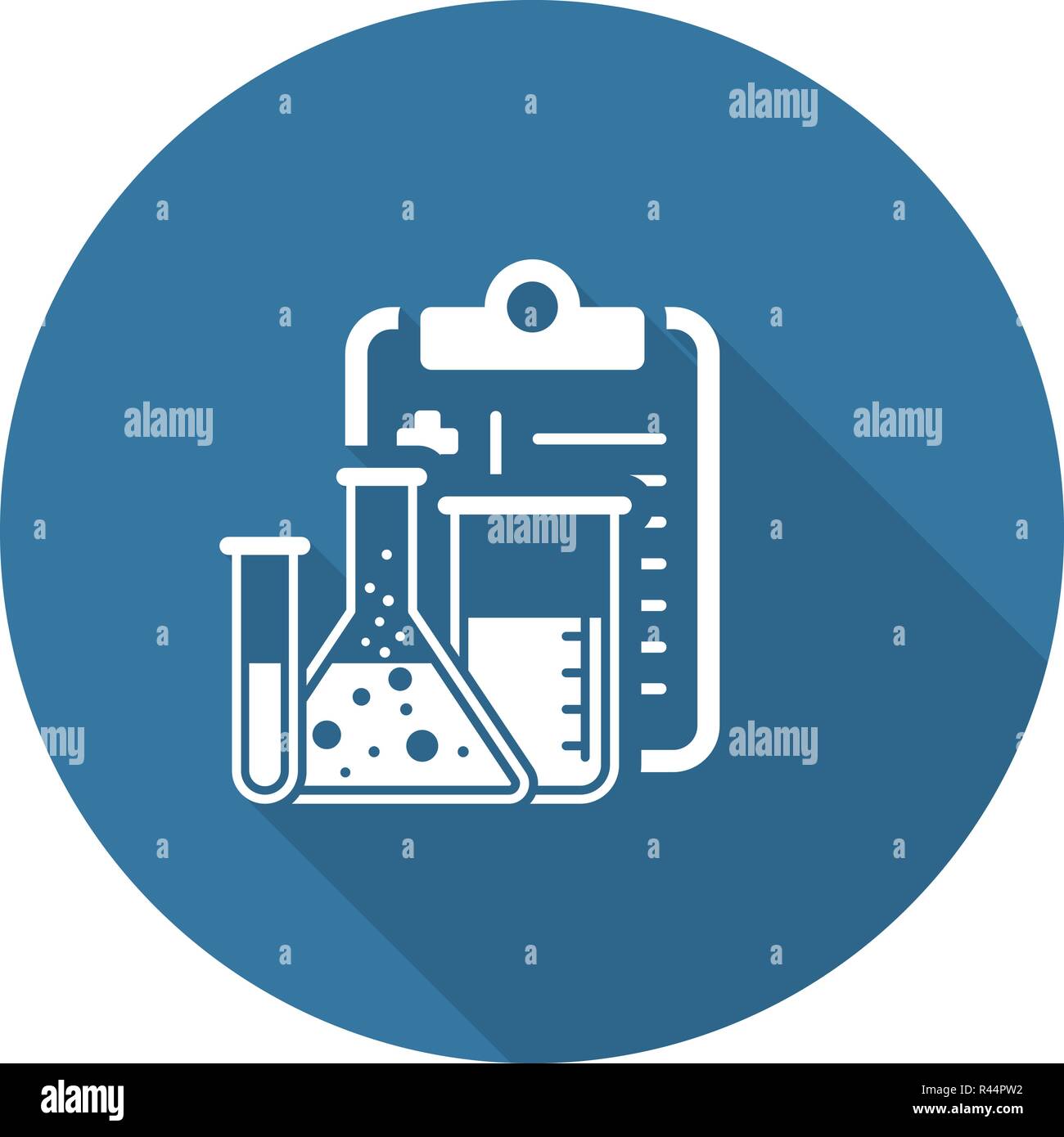 Laboratory Analysis Flat Icon Design. Clipboard with Flask. Medical ...