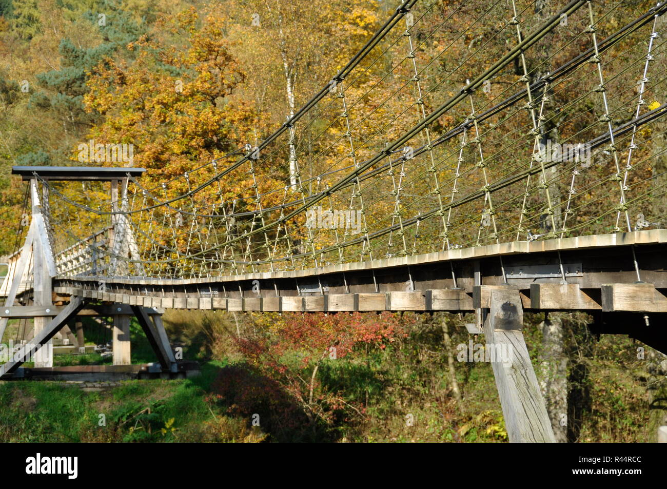 suspension bridge over the agger in oberbergi country Stock Photo