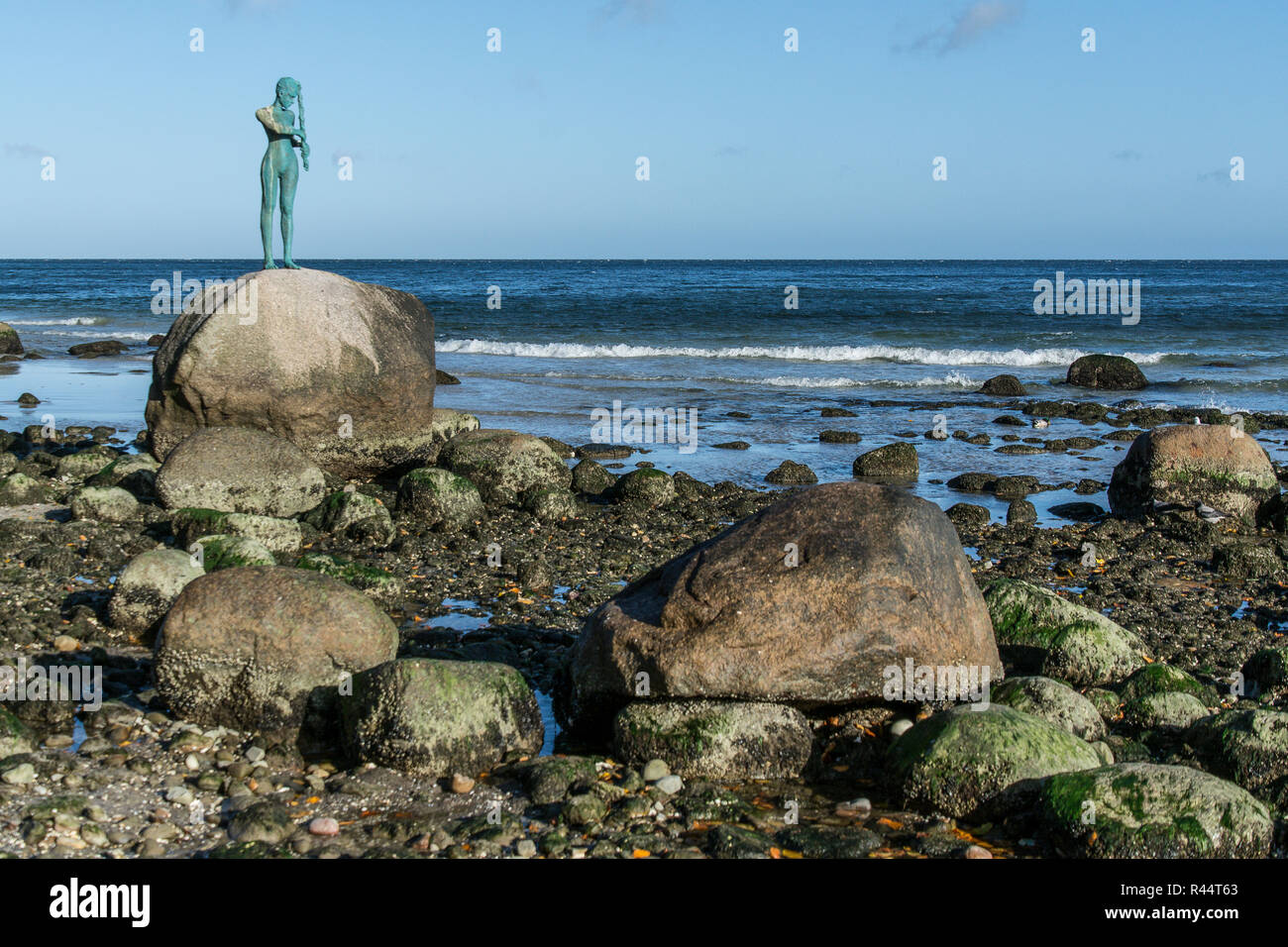 sculpture on the beach of sellin Stock Photo