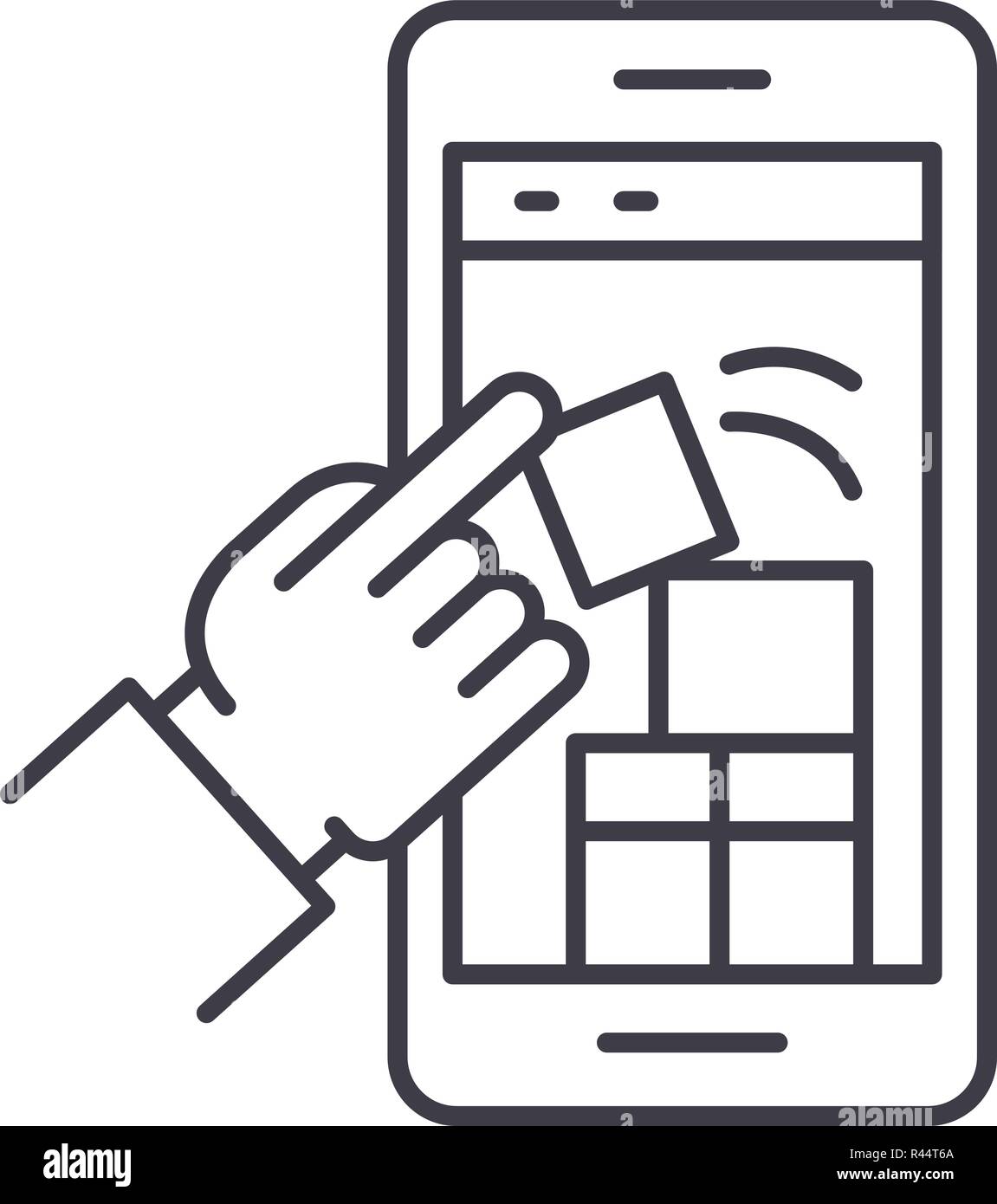 Mobile game line icon concept. Mobile game vector linear illustration ...