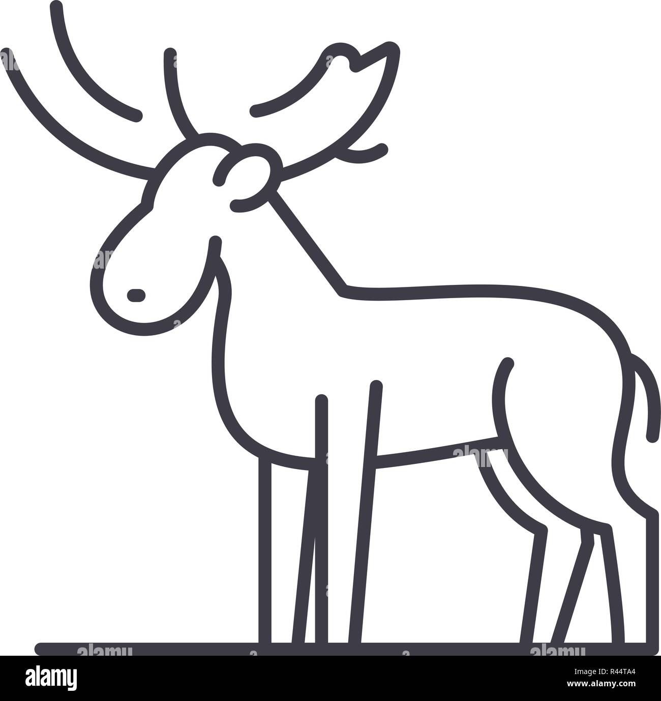Moose line icon concept. Moose vector linear illustration, symbol, sign ...