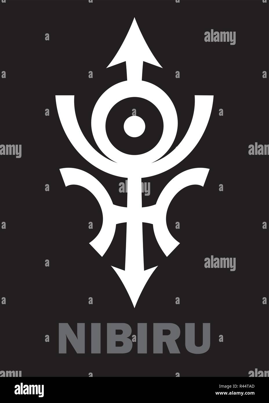 Astrology Alphabet: Orphan planet NIBIRU, The Rogue planet of Anunnaki (Aliens, the Ancient astronauts). Hieroglyphics character sign (original). Stock Vector