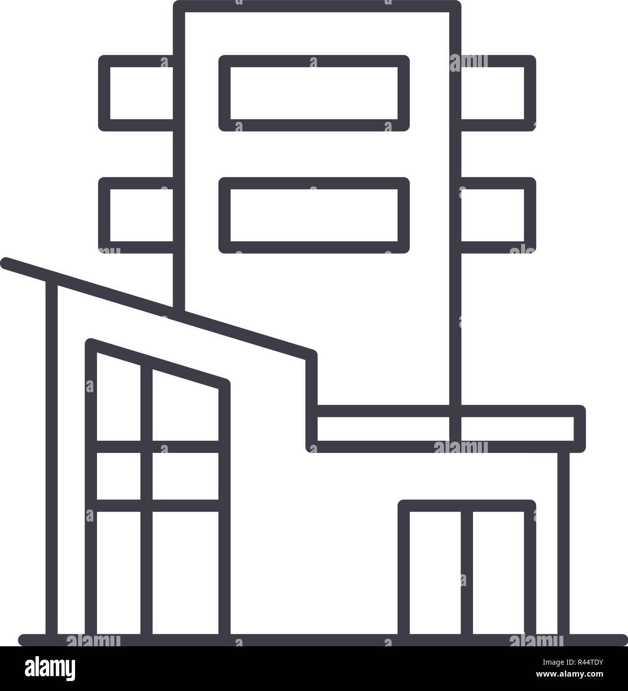 Office building line icon concept. Office building vector linear ...