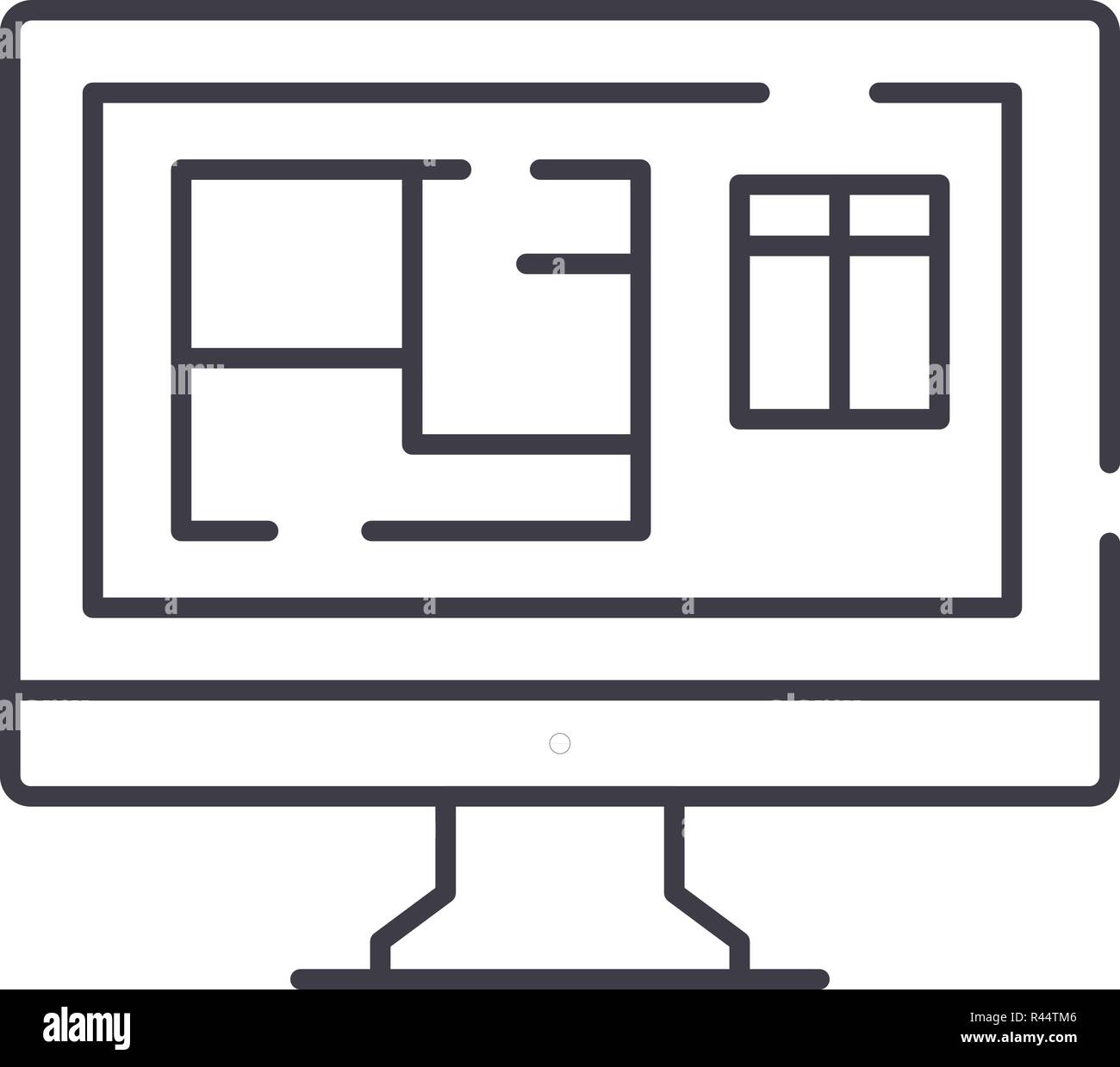 Online interior design line icon concept. Online interior design vector ...