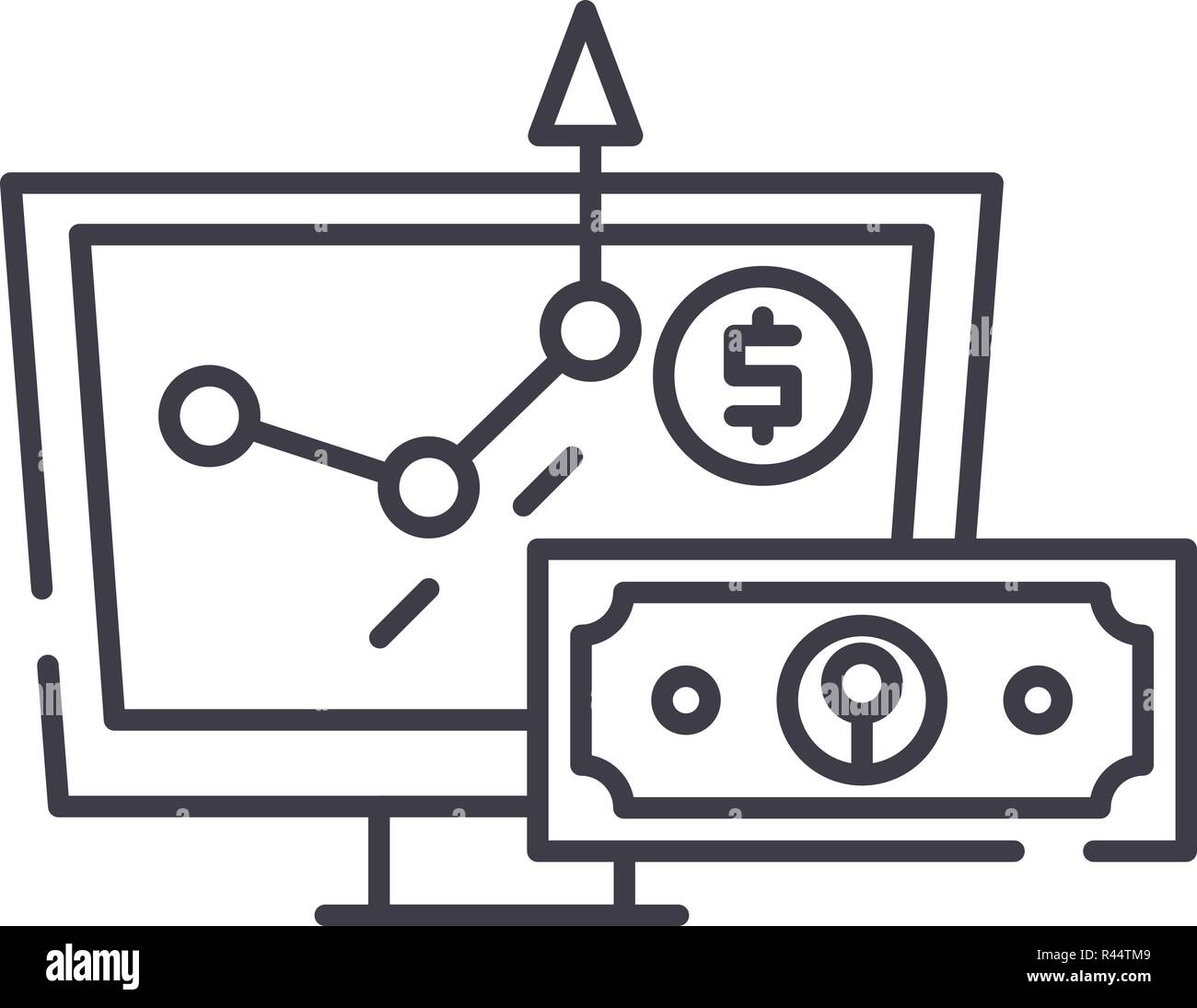 Online investing line icon concept. Online investing vector linear