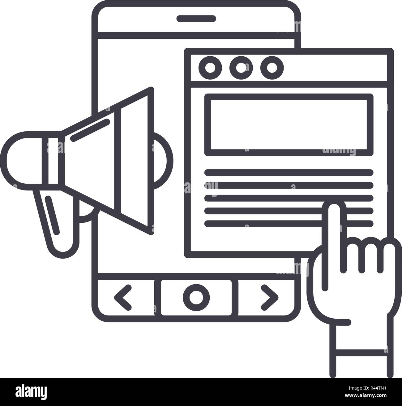 Online promotion line icon concept. Online promotion vector linear ...