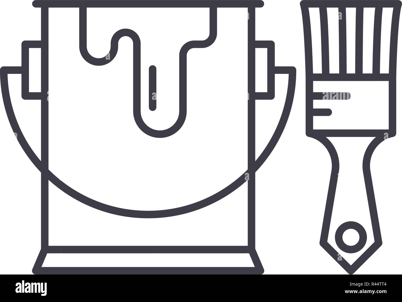Paint and brush line icon concept. Paint and brush vector linear ...