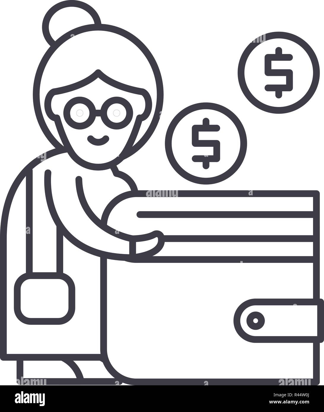 Pension contribution line icon concept. Pension contribution vector ...