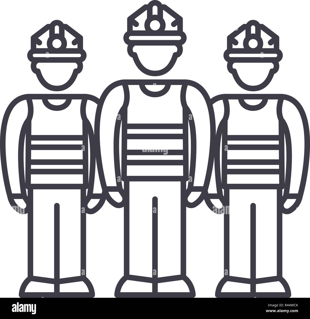 Production team line icon concept. Production team vector linear ...