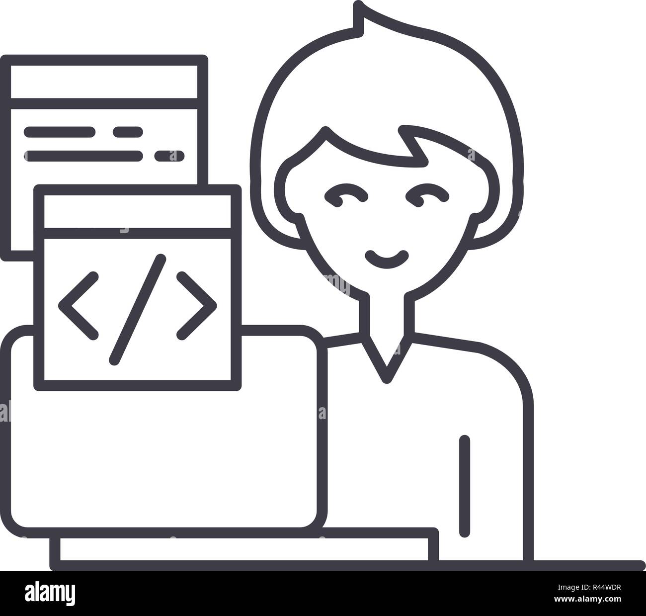 Programming line icon concept. Programming vector linear illustration ...