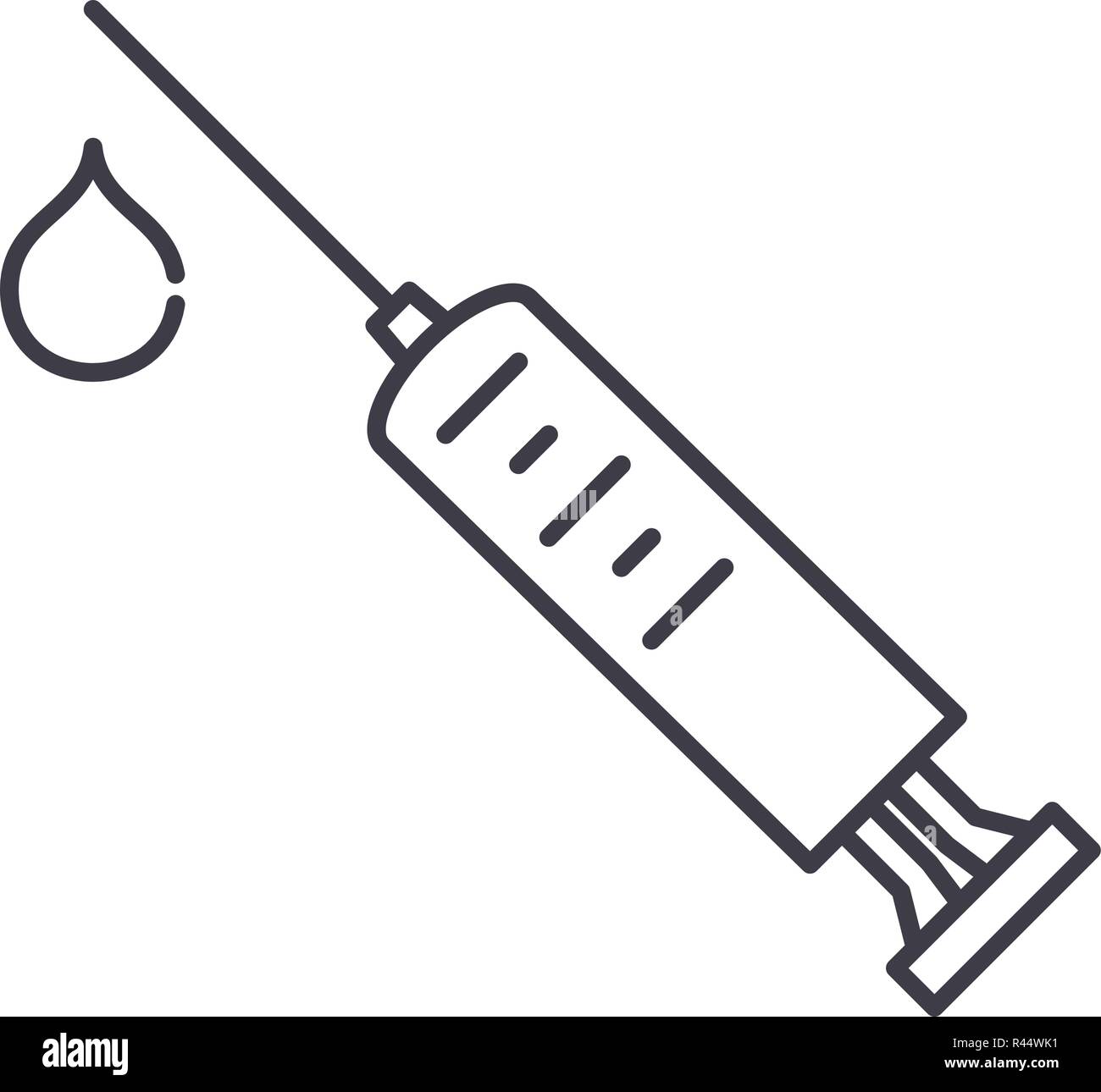 Receiving injections line icon concept. Receiving injections vector linear illustration, symbol, sign Stock Vector