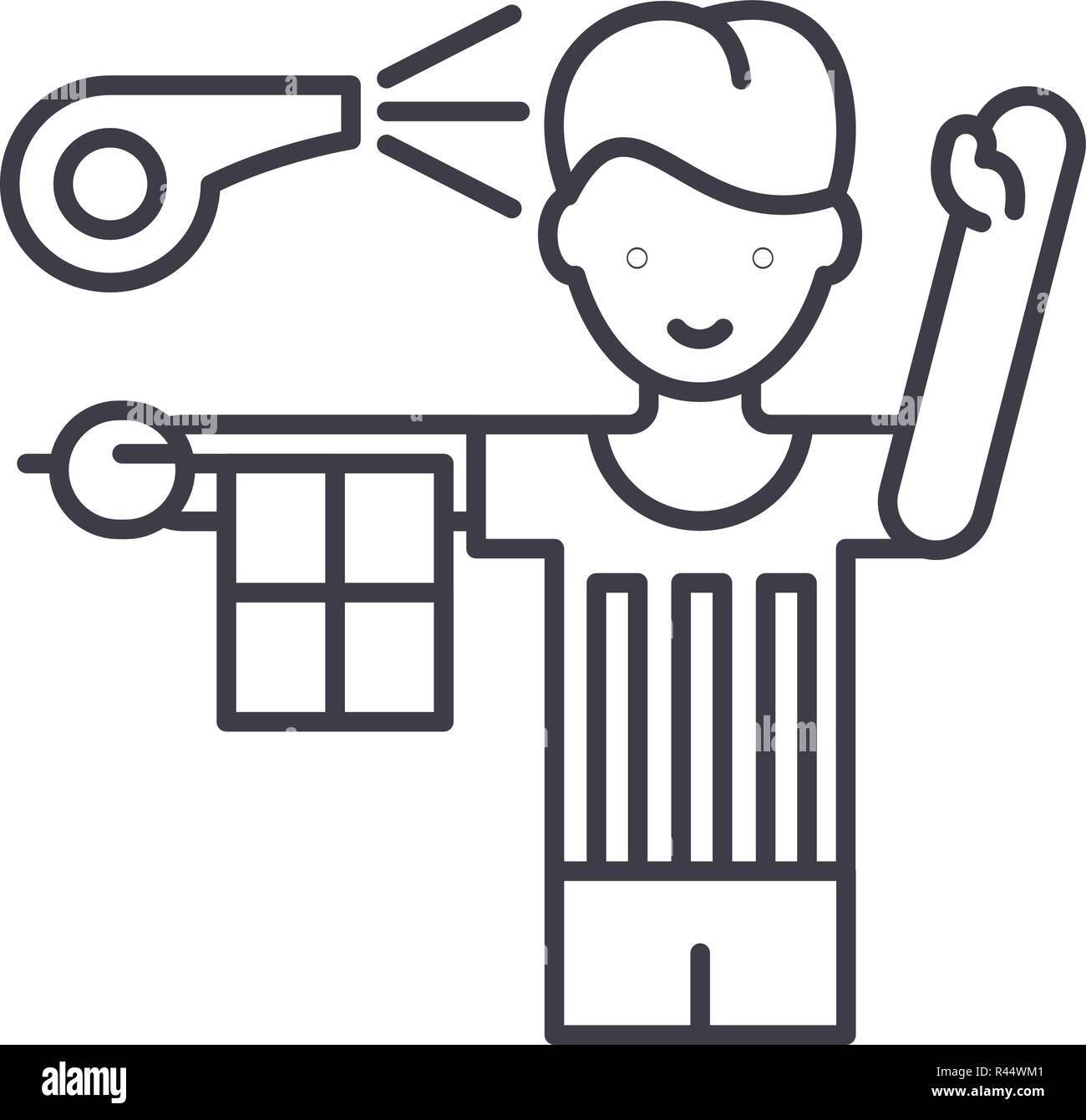 Referee line icon concept. Referee vector linear illustration, symbol ...
