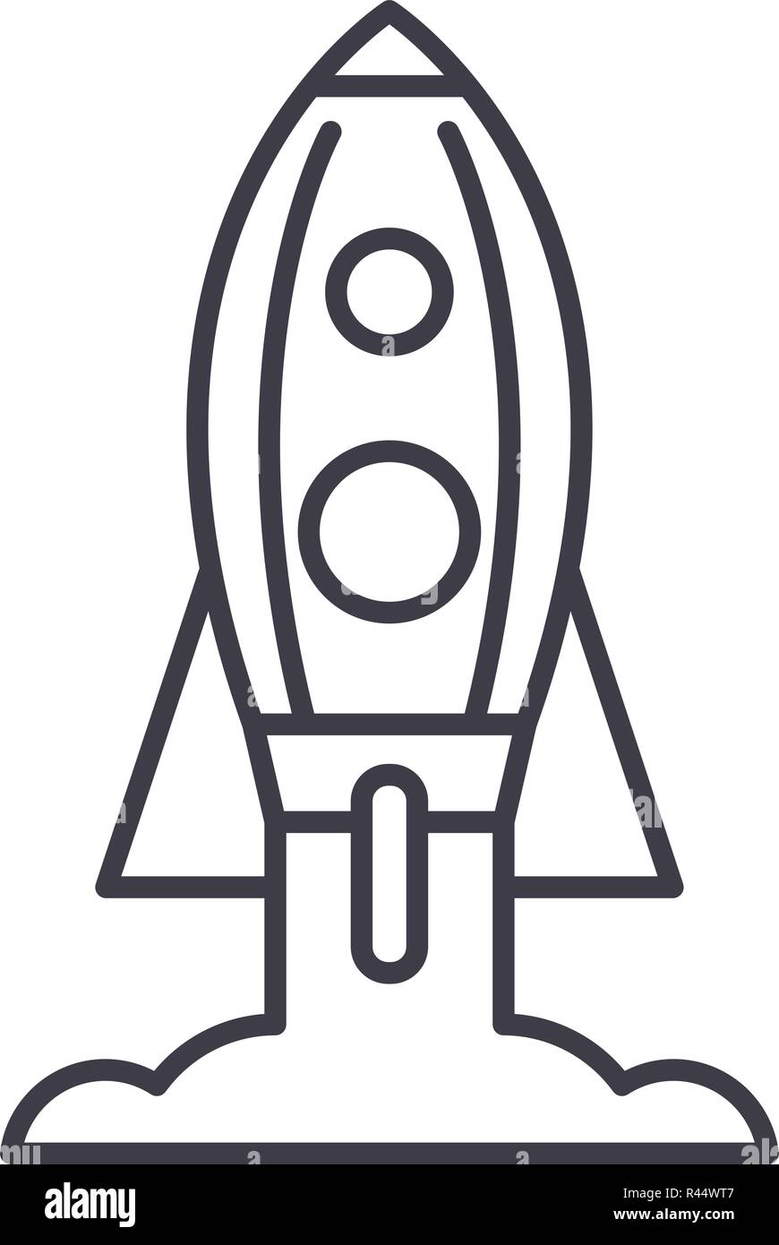 Rocket launch line icon concept. Rocket launch vector linear ...