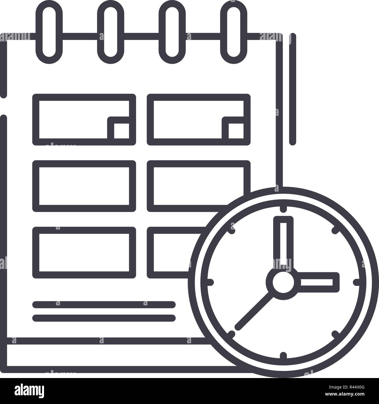 Schedule line icon concept. Schedule vector linear illustration, symbol