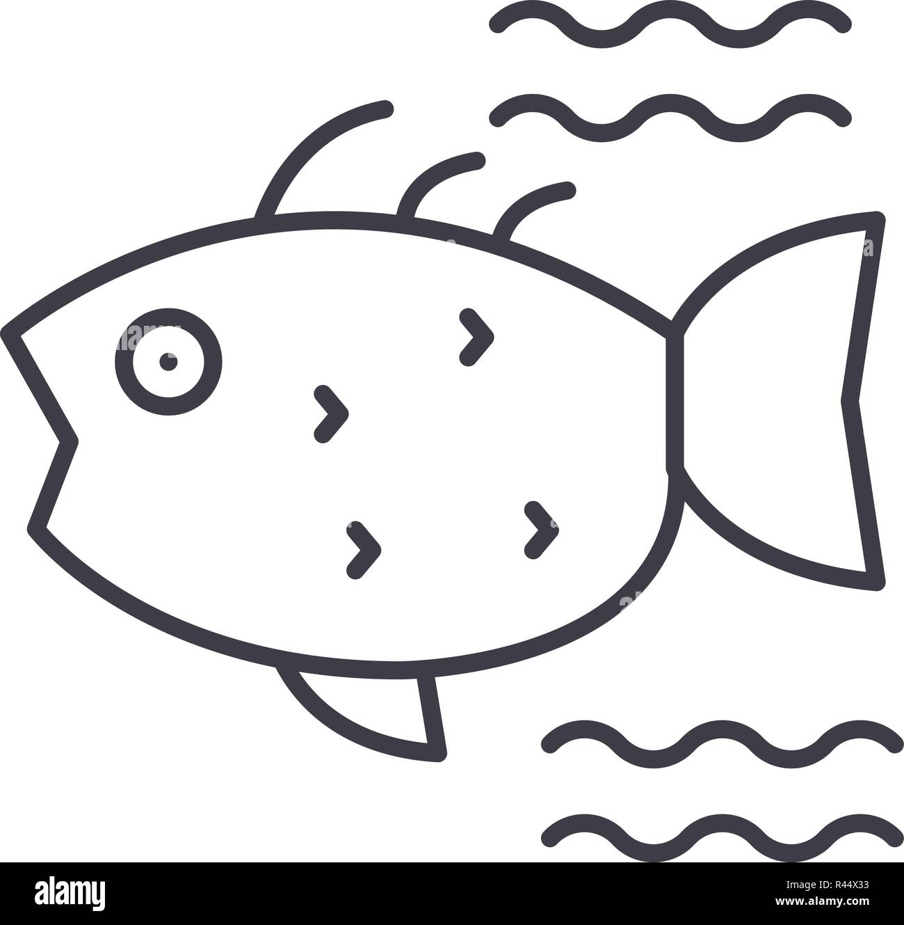 Sea fish line icon concept. Sea fish vector linear illustration, symbol, sign Stock Vector